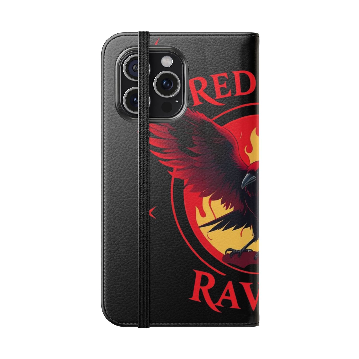 Raven Design Flip Case for Smartphones, Stylish Phone Cover, Gothic Art Protection, Gift for Bird Lovers, Red Veil Ravens Merchandise