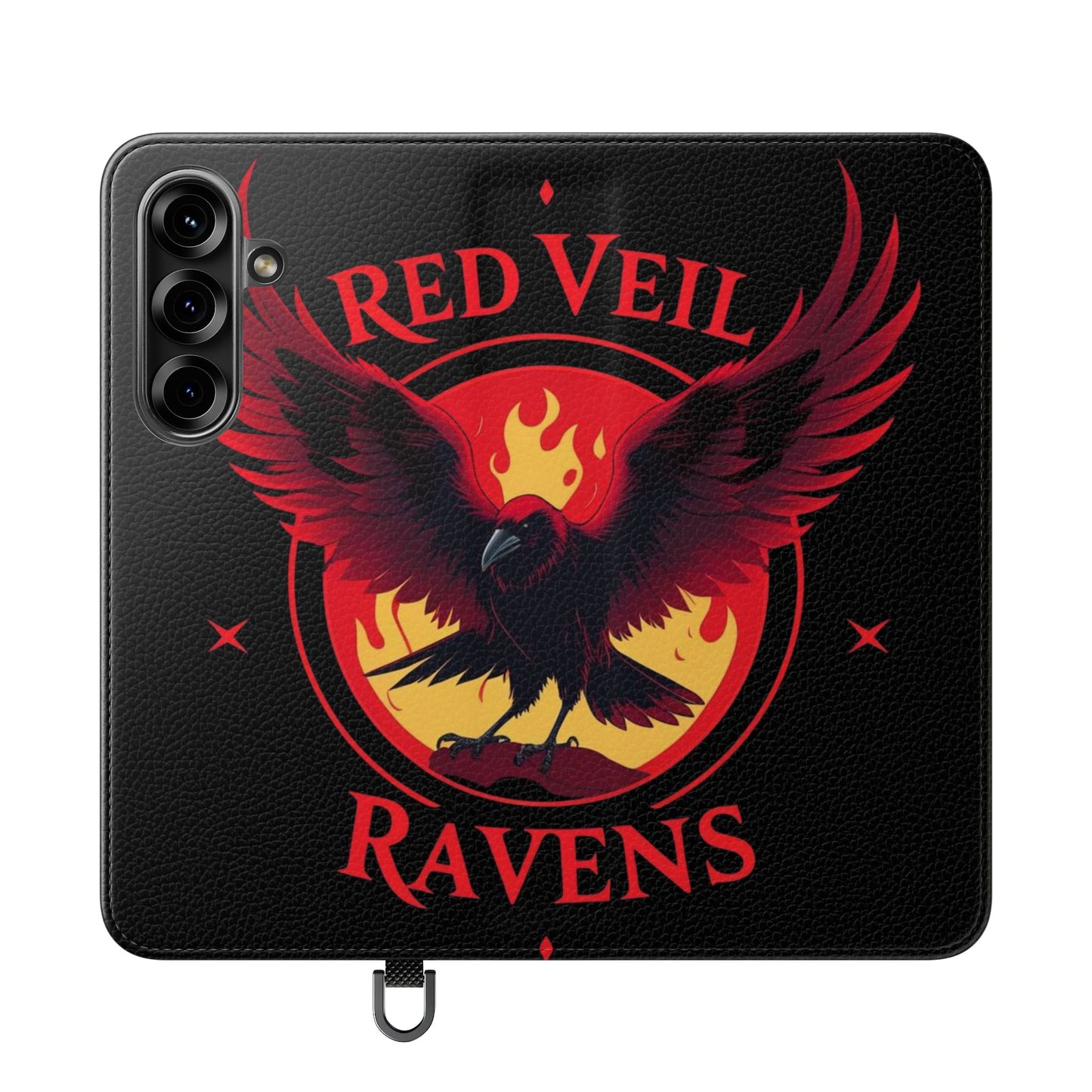 Raven Design Flip Case for Smartphones, Stylish Phone Cover, Gothic Art Protection, Gift for Bird Lovers, Red Veil Ravens Merchandise