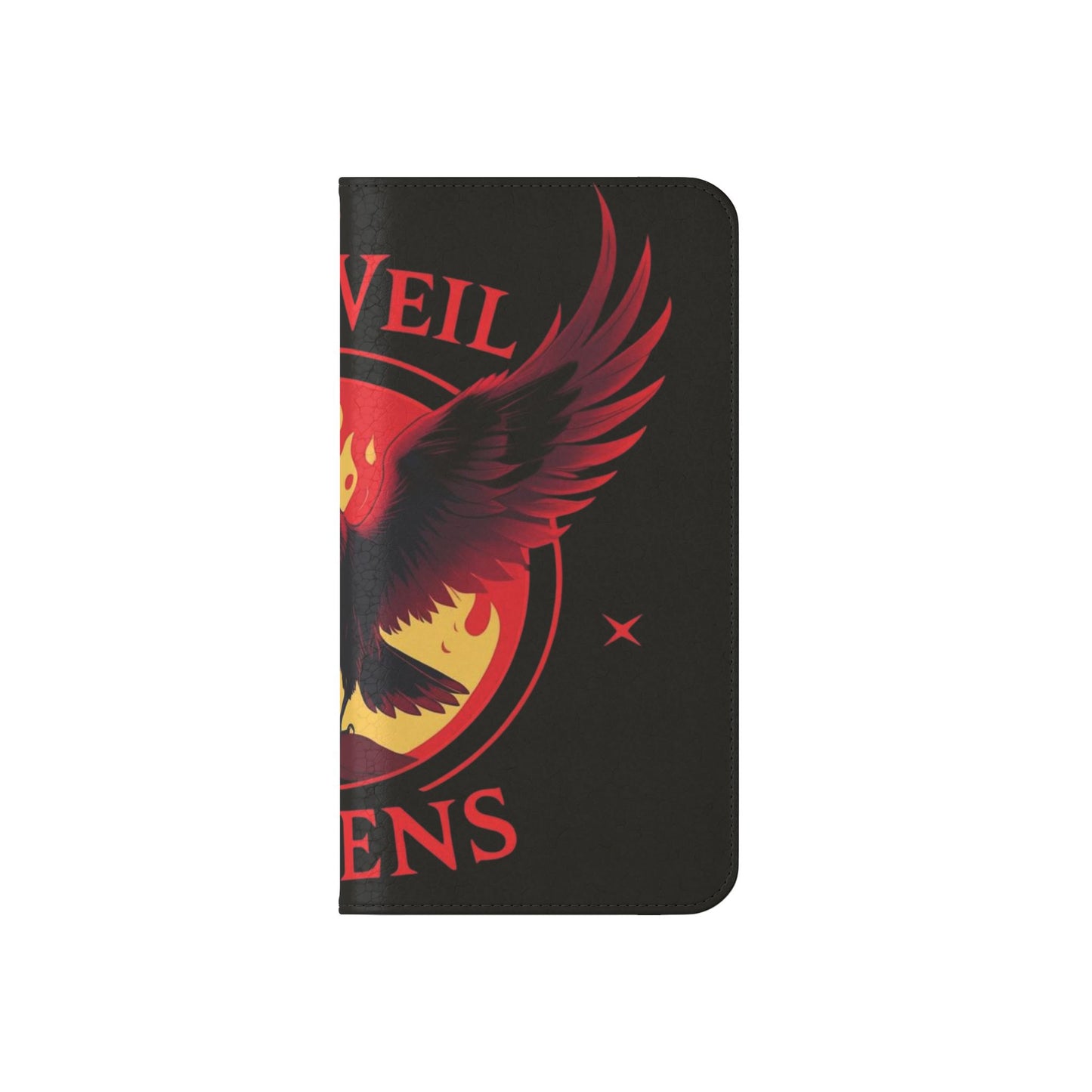 Raven Design Flip Case for Smartphones, Stylish Phone Cover, Gothic Art Protection, Gift for Bird Lovers, Red Veil Ravens Merchandise