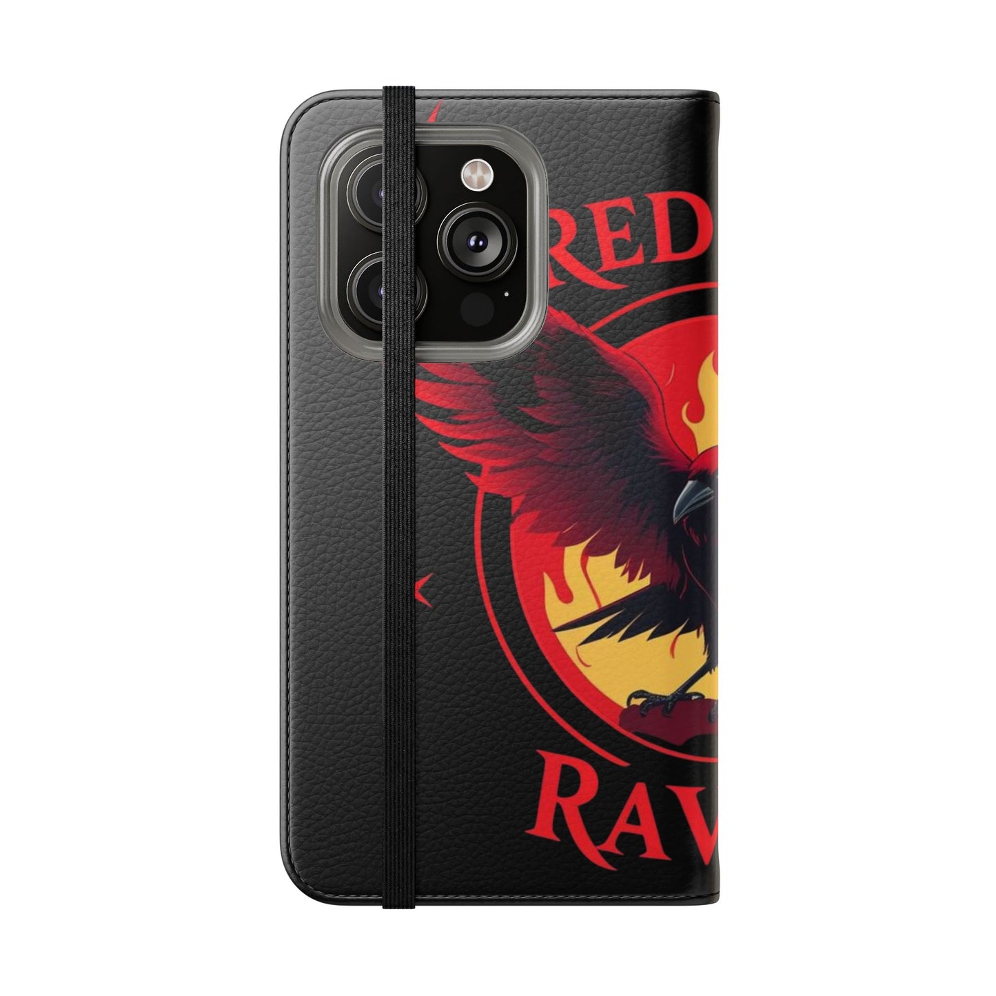 Raven Design Flip Case for Smartphones, Stylish Phone Cover, Gothic Art Protection, Gift for Bird Lovers, Red Veil Ravens Merchandise