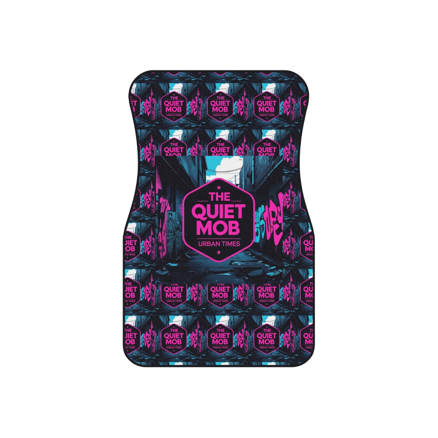 Urban Vibes Car Mats Set of 4, Trendy Auto Accessories, Unique Gift for Car Lovers, Personalized Car Decoration, The Quiet Mob Design