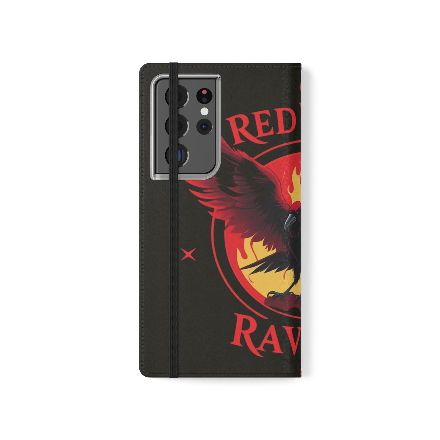 Raven Design Flip Case for Smartphones, Stylish Phone Cover, Gothic Art Protection, Gift for Bird Lovers, Red Veil Ravens Merchandise