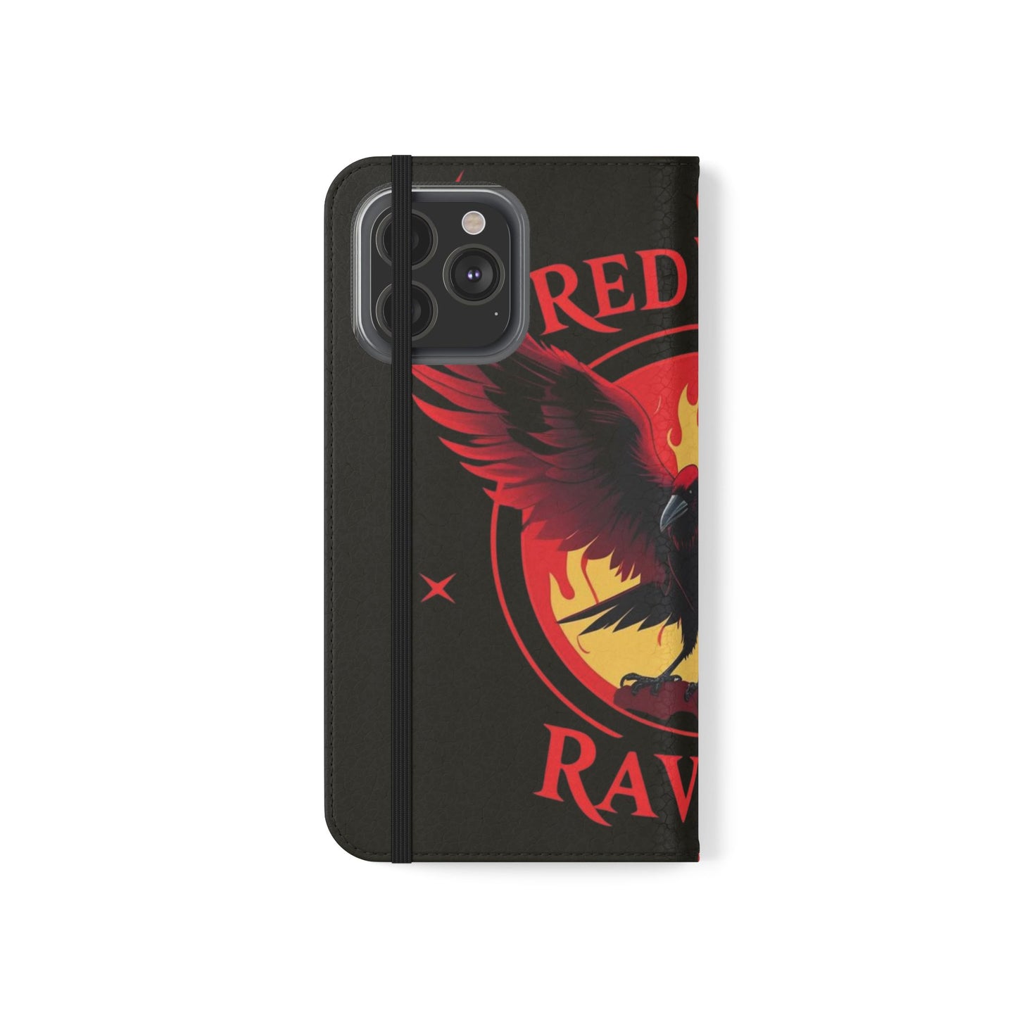 Raven Design Flip Case for Smartphones, Stylish Phone Cover, Gothic Art Protection, Gift for Bird Lovers, Red Veil Ravens Merchandise