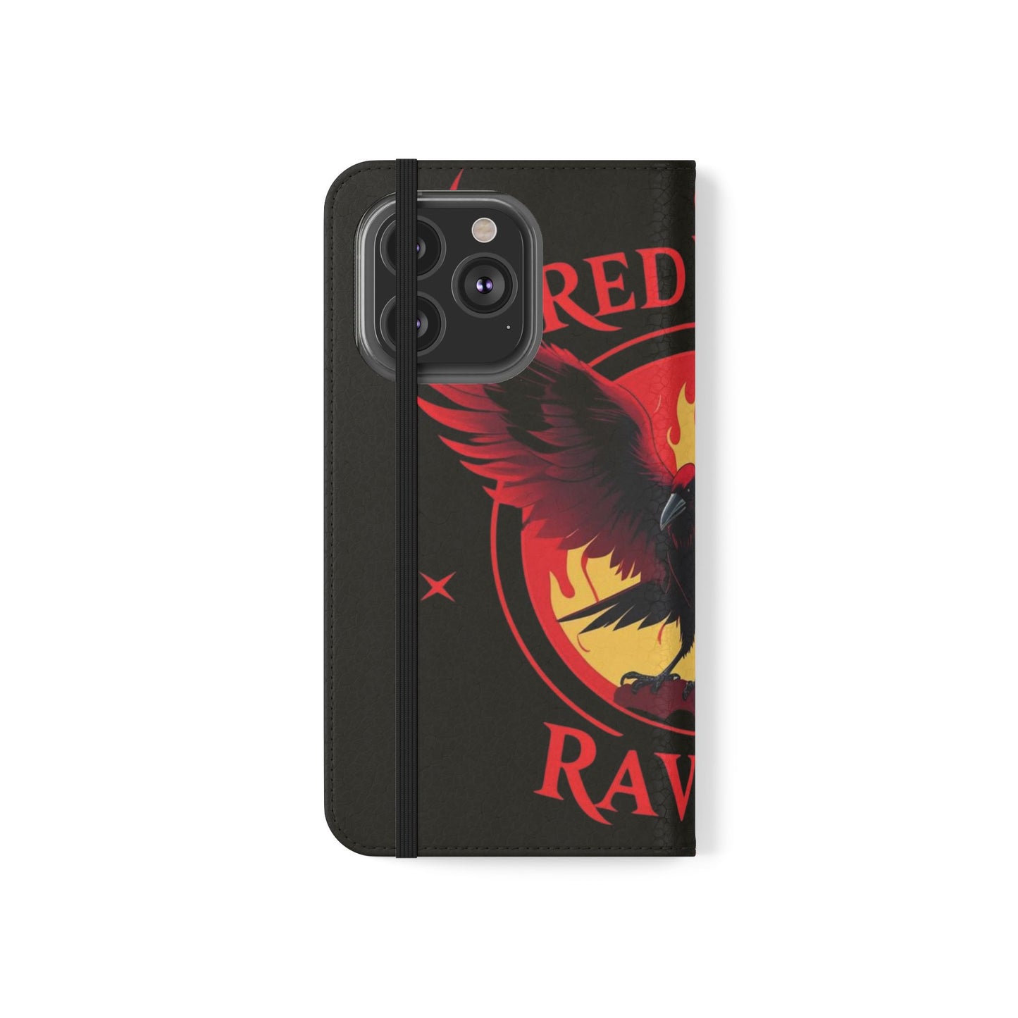 Raven Design Flip Case for Smartphones, Stylish Phone Cover, Gothic Art Protection, Gift for Bird Lovers, Red Veil Ravens Merchandise