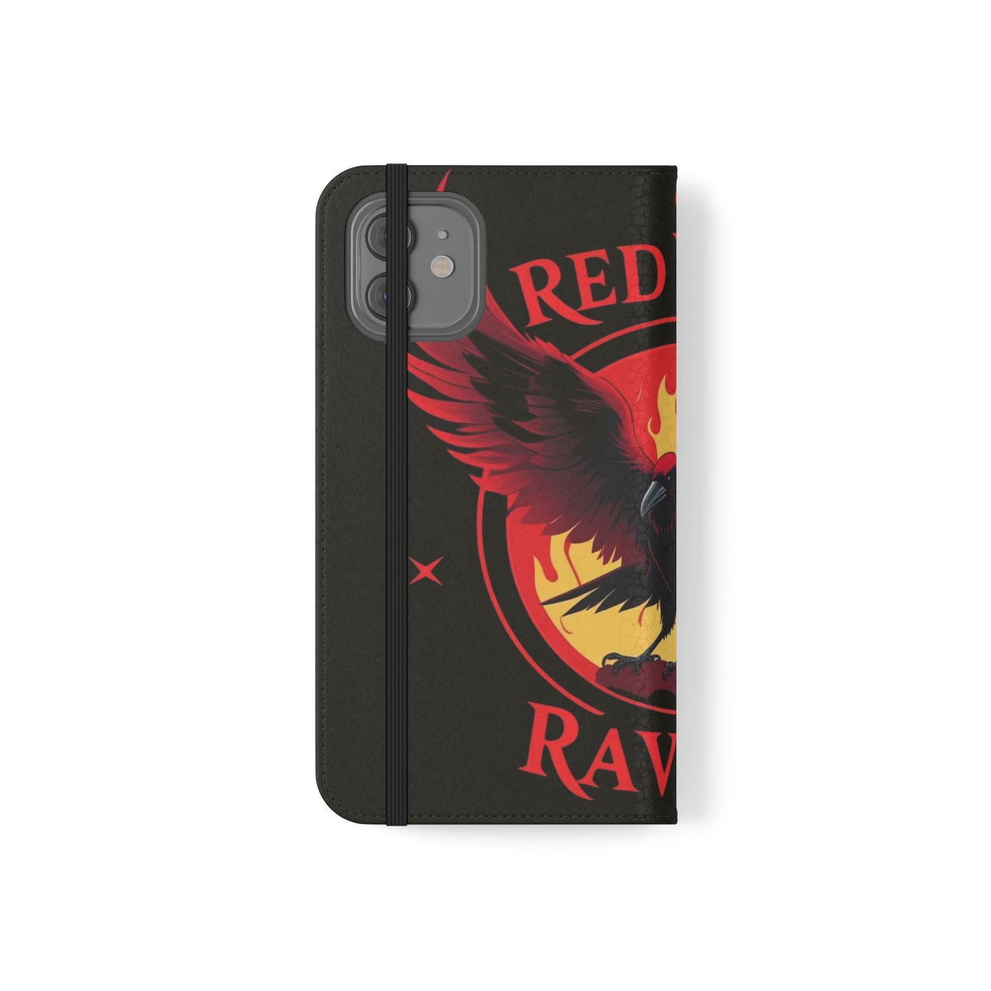 Raven Design Flip Case for Smartphones, Stylish Phone Cover, Gothic Art Protection, Gift for Bird Lovers, Red Veil Ravens Merchandise