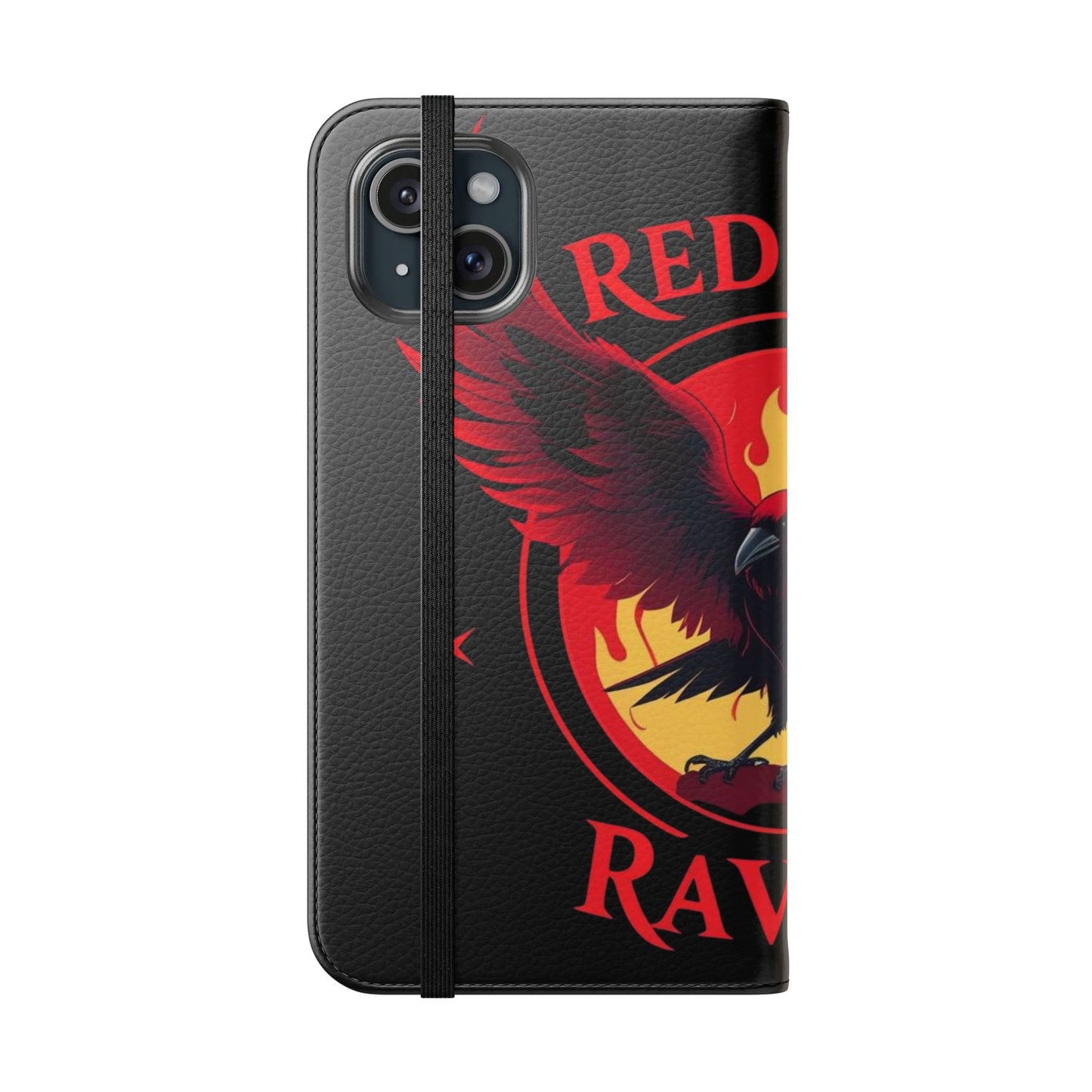 Raven Design Flip Case for Smartphones, Stylish Phone Cover, Gothic Art Protection, Gift for Bird Lovers, Red Veil Ravens Merchandise