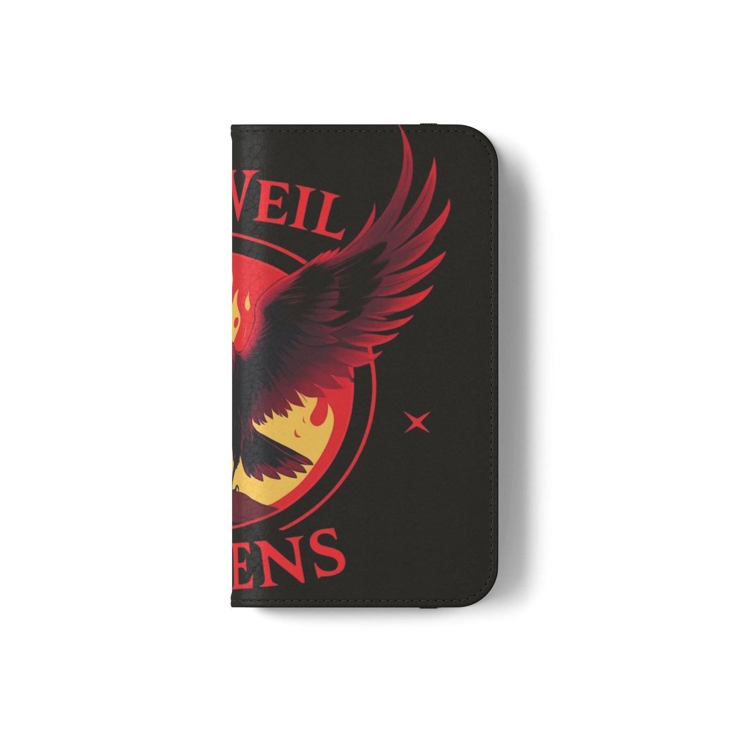 Raven Design Flip Case for Smartphones, Stylish Phone Cover, Gothic Art Protection, Gift for Bird Lovers, Red Veil Ravens Merchandise