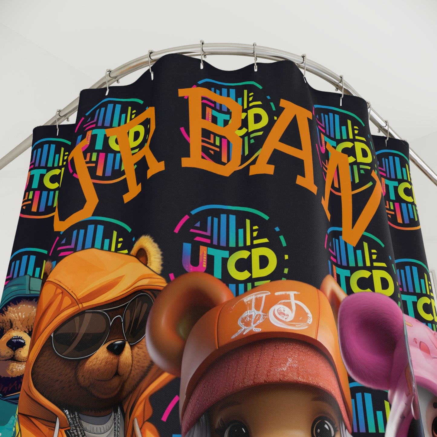 Urban Bear Shower Curtain - Fun Bathroom Decor, Unique Gift, Trendy Home Accessories, Kids' Bathroom, Urban Vibes