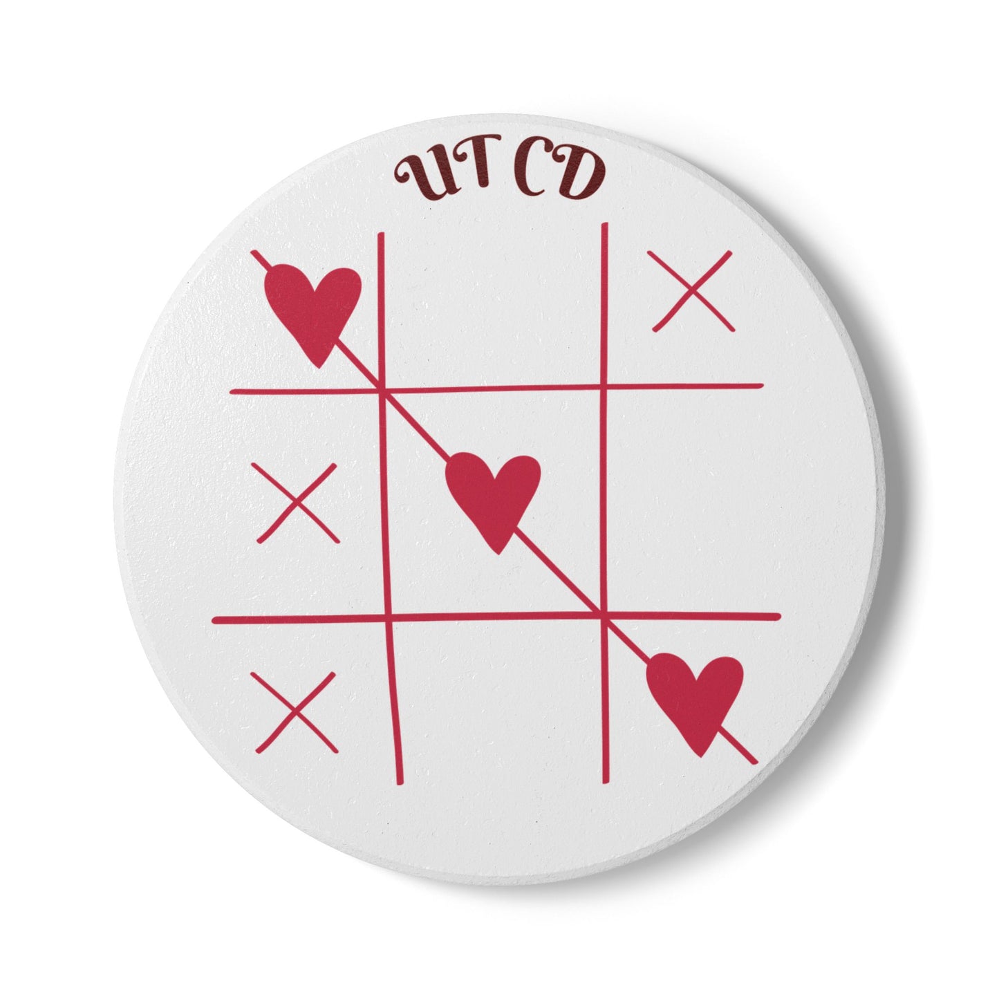 URBAN TIMES Valentine's Day Ceramic Coaster Set - Tic Tac Toe Hearts, Cute Gift for Couples, Home Decor, Love Celebration, Game Night