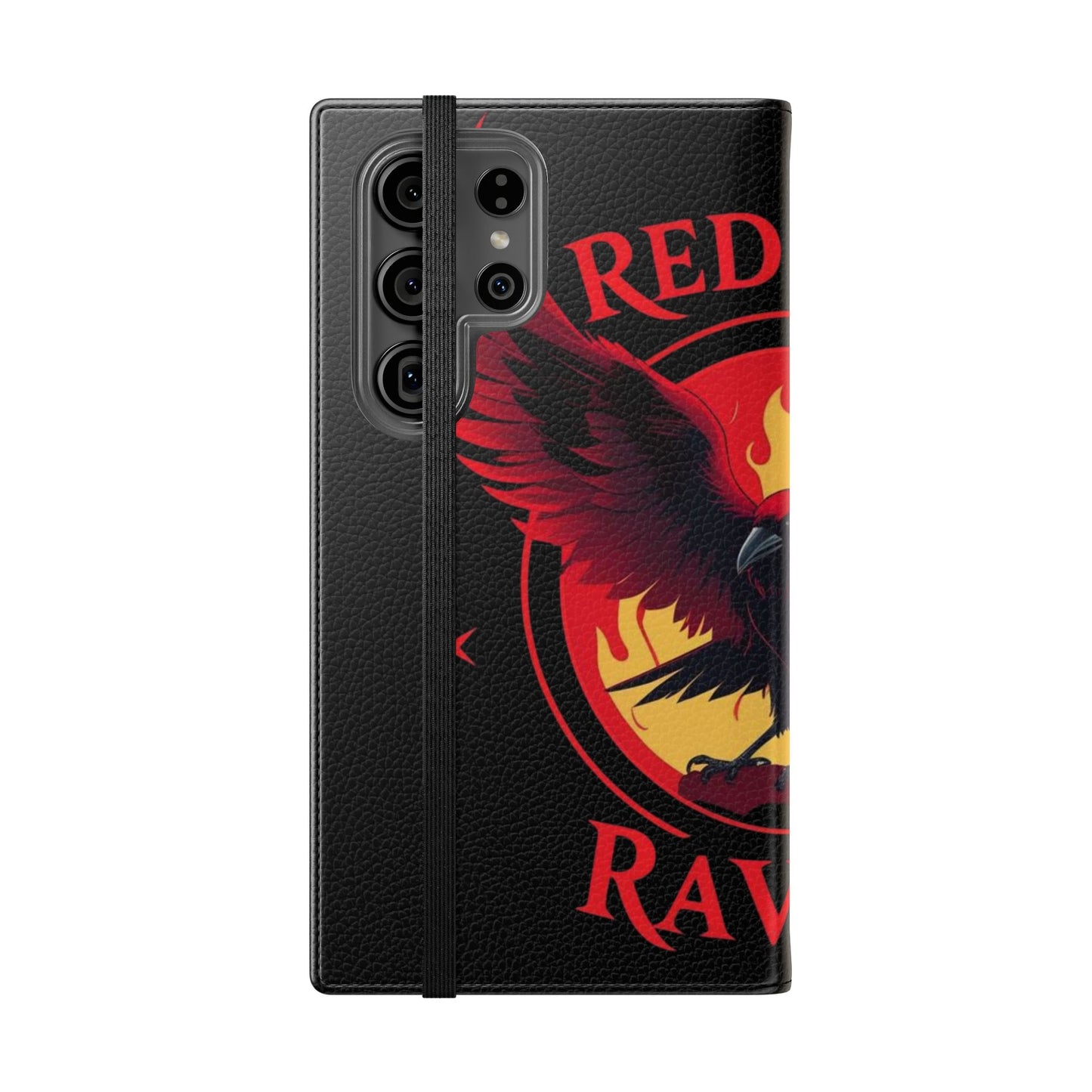 Raven Design Flip Case for Smartphones, Stylish Phone Cover, Gothic Art Protection, Gift for Bird Lovers, Red Veil Ravens Merchandise