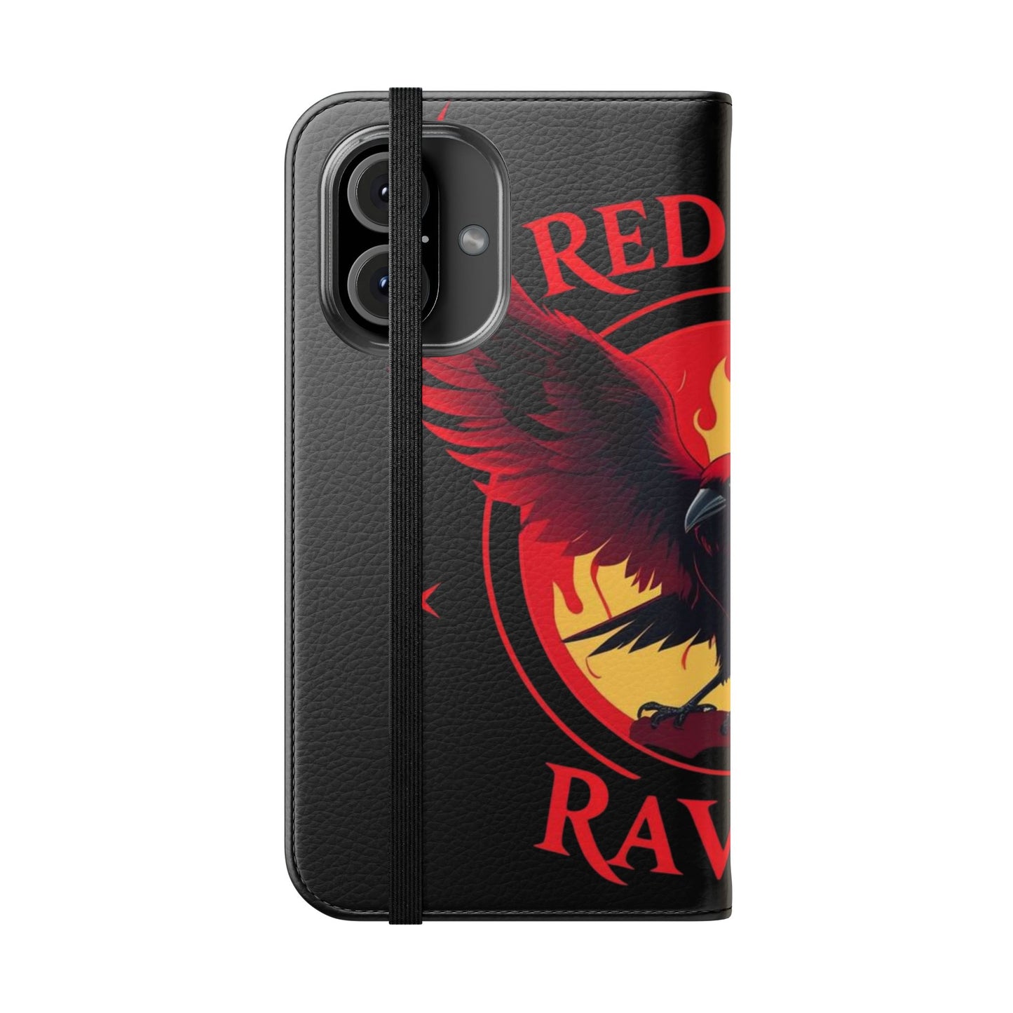 Raven Design Flip Case for Smartphones, Stylish Phone Cover, Gothic Art Protection, Gift for Bird Lovers, Red Veil Ravens Merchandise