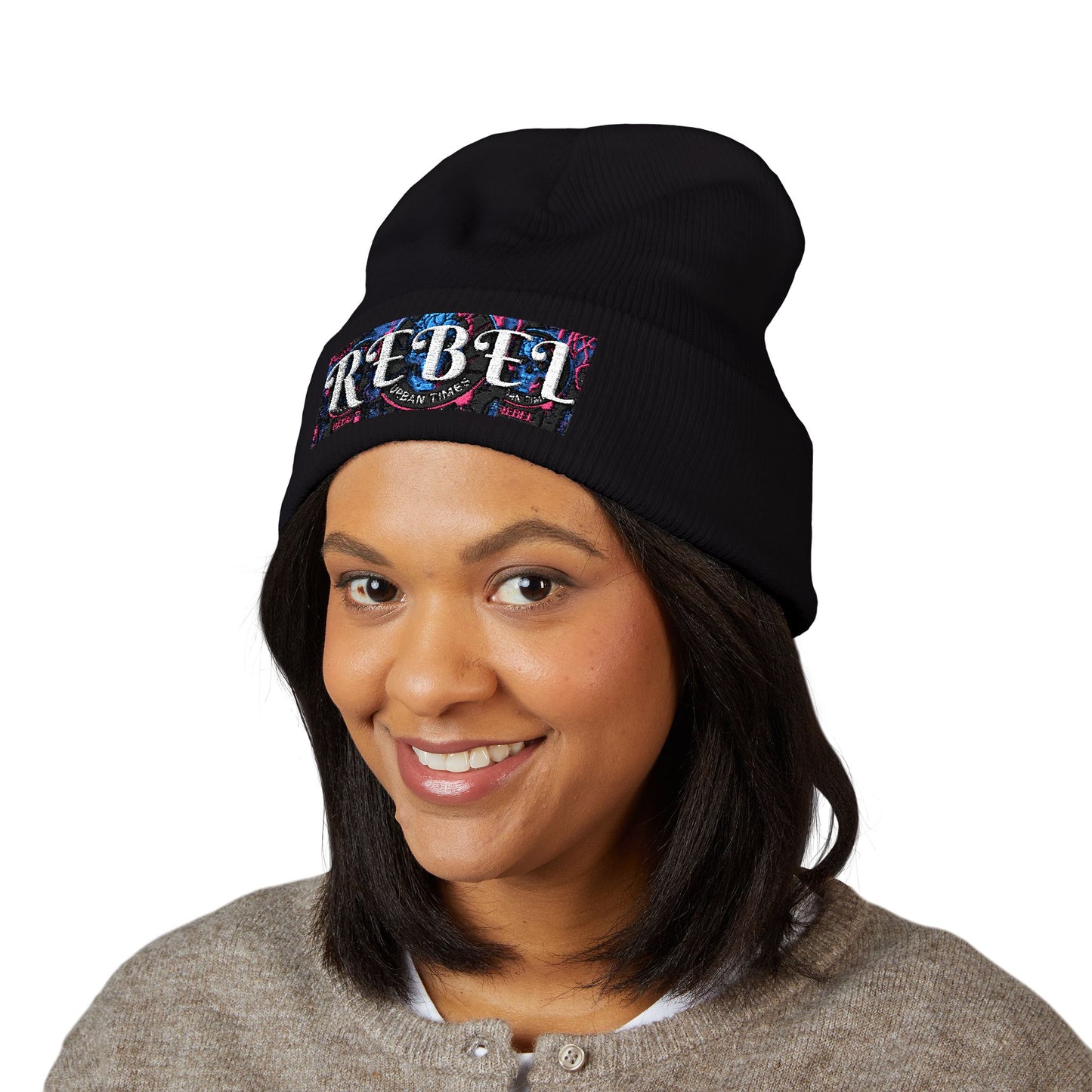 Rebel Cuffed Beanie | Embroidered Hat, Winter Fashion Accessory, Gift for Him/Her, Trendy Streetwear, Holiday Beanie