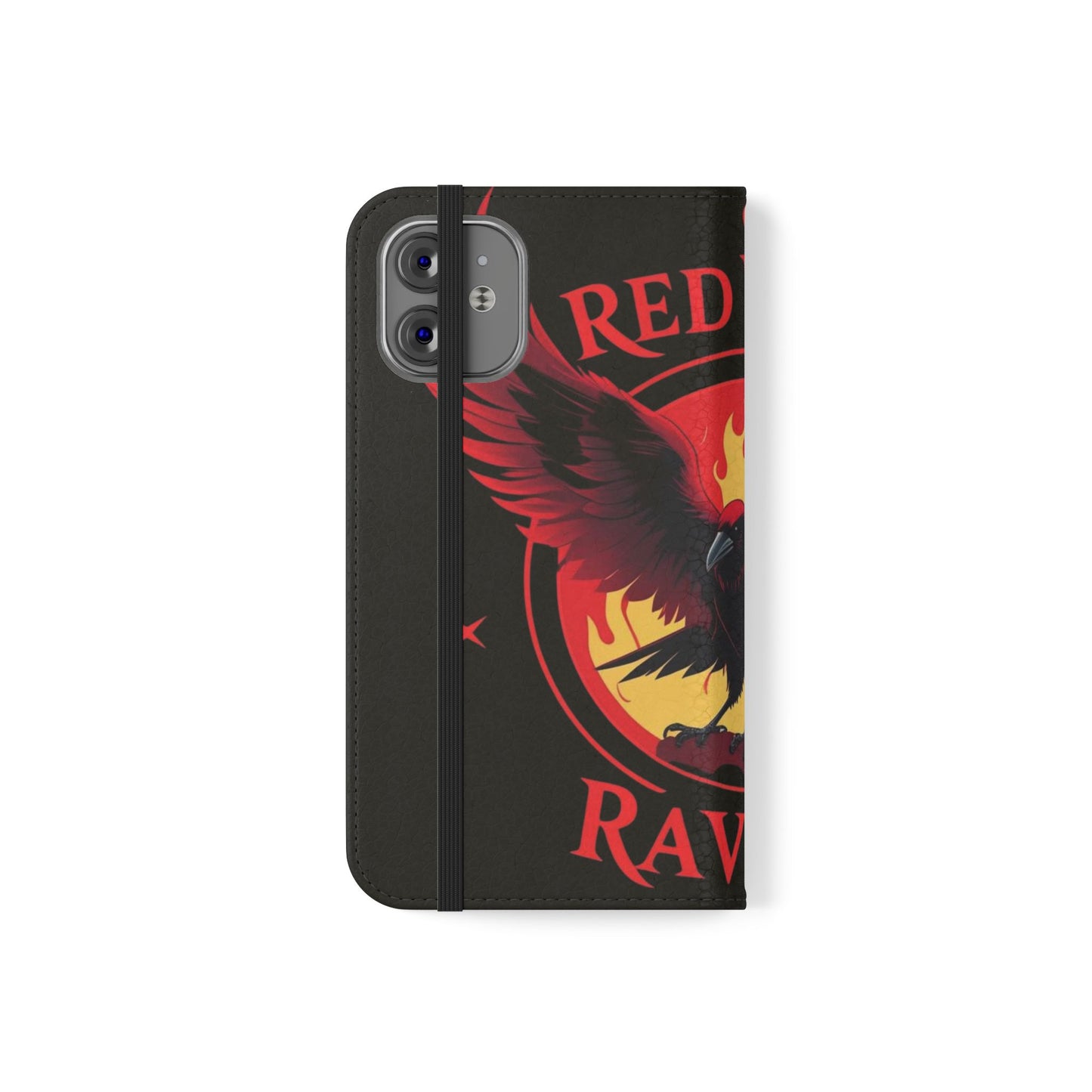 Raven Design Flip Case for Smartphones, Stylish Phone Cover, Gothic Art Protection, Gift for Bird Lovers, Red Veil Ravens Merchandise