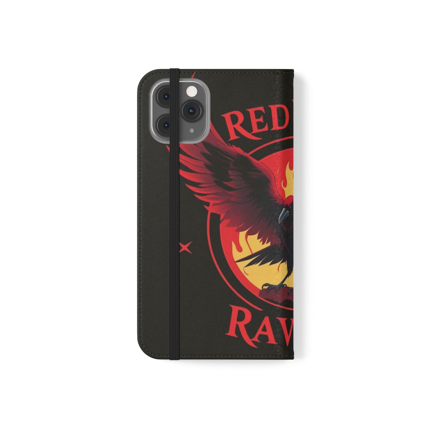 Raven Design Flip Case for Smartphones, Stylish Phone Cover, Gothic Art Protection, Gift for Bird Lovers, Red Veil Ravens Merchandise