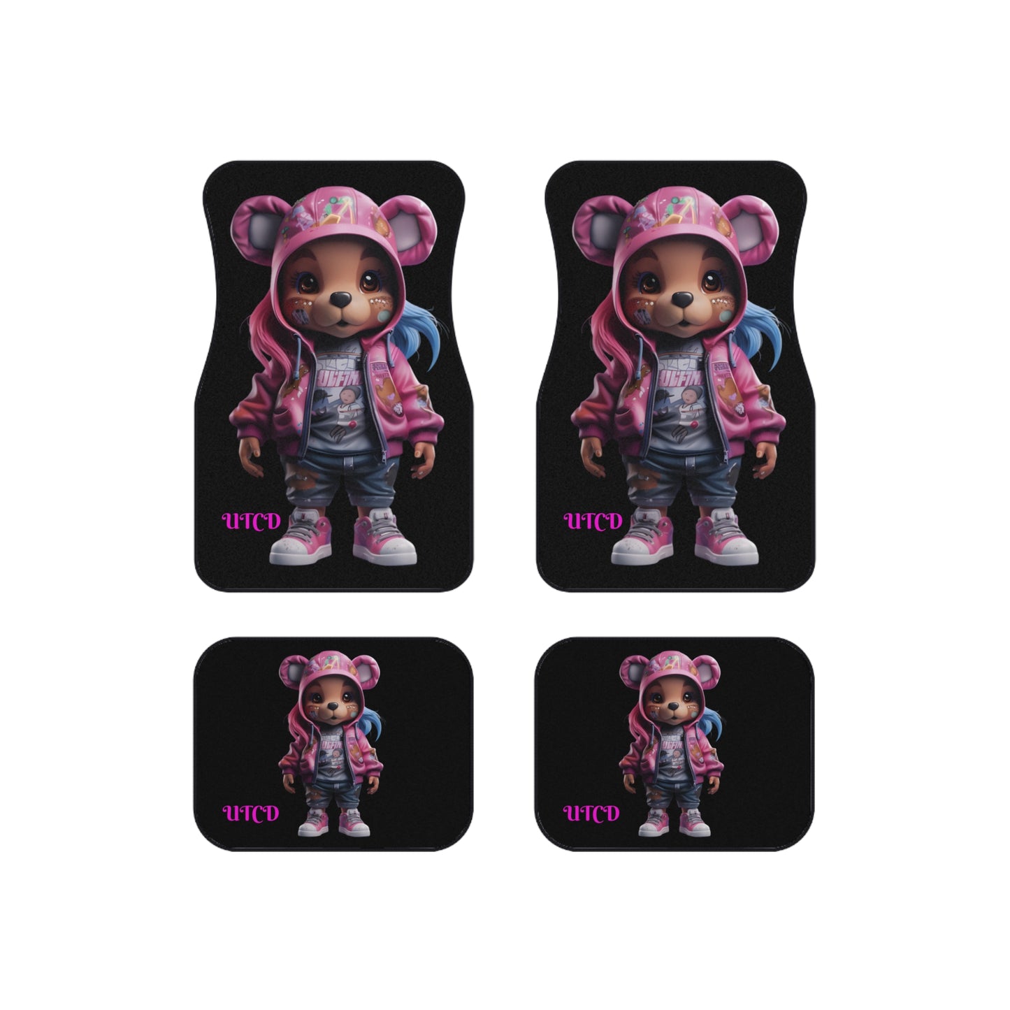 Cute Bear Car Mats Set - Adorable Auto Accessories for Kids, Cartoon Car Flooring, Fun Car Decor, Gift for Children's Birthday