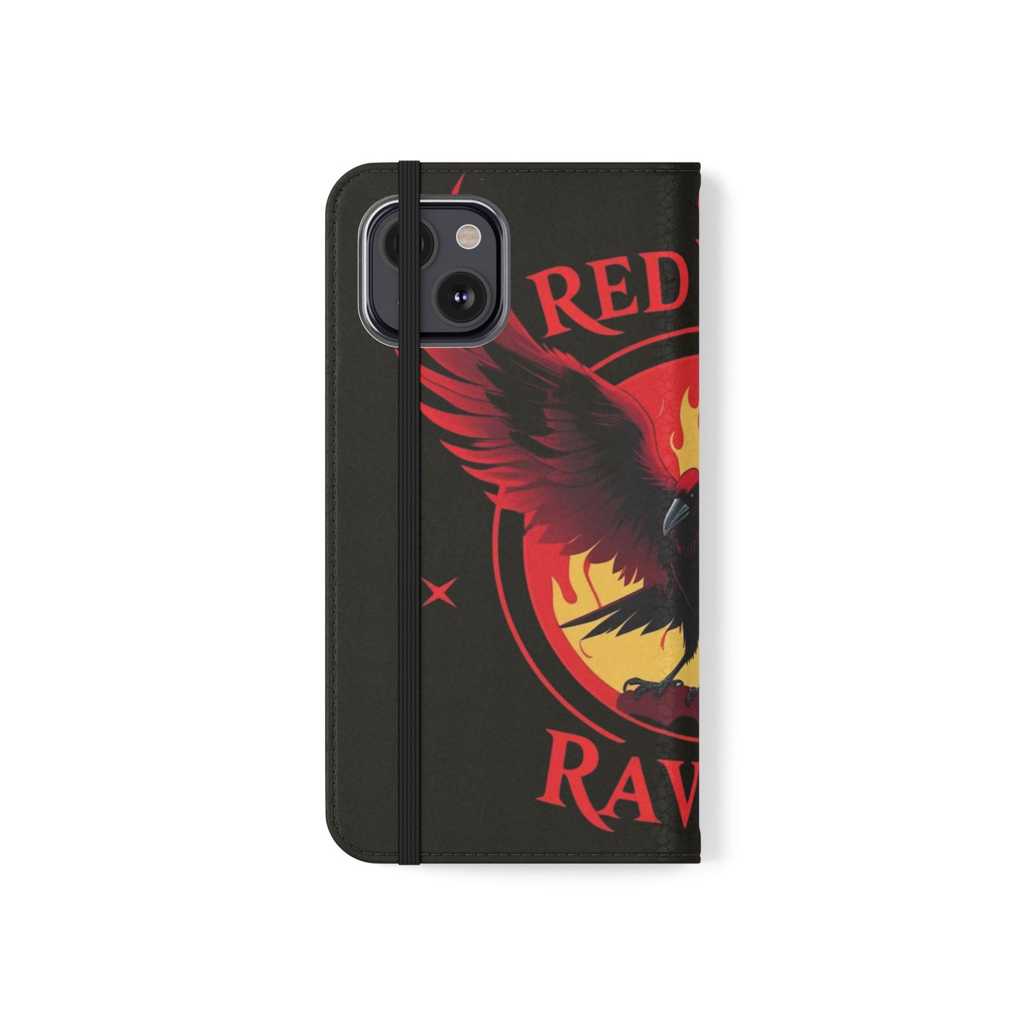 Raven Design Flip Case for Smartphones, Stylish Phone Cover, Gothic Art Protection, Gift for Bird Lovers, Red Veil Ravens Merchandise