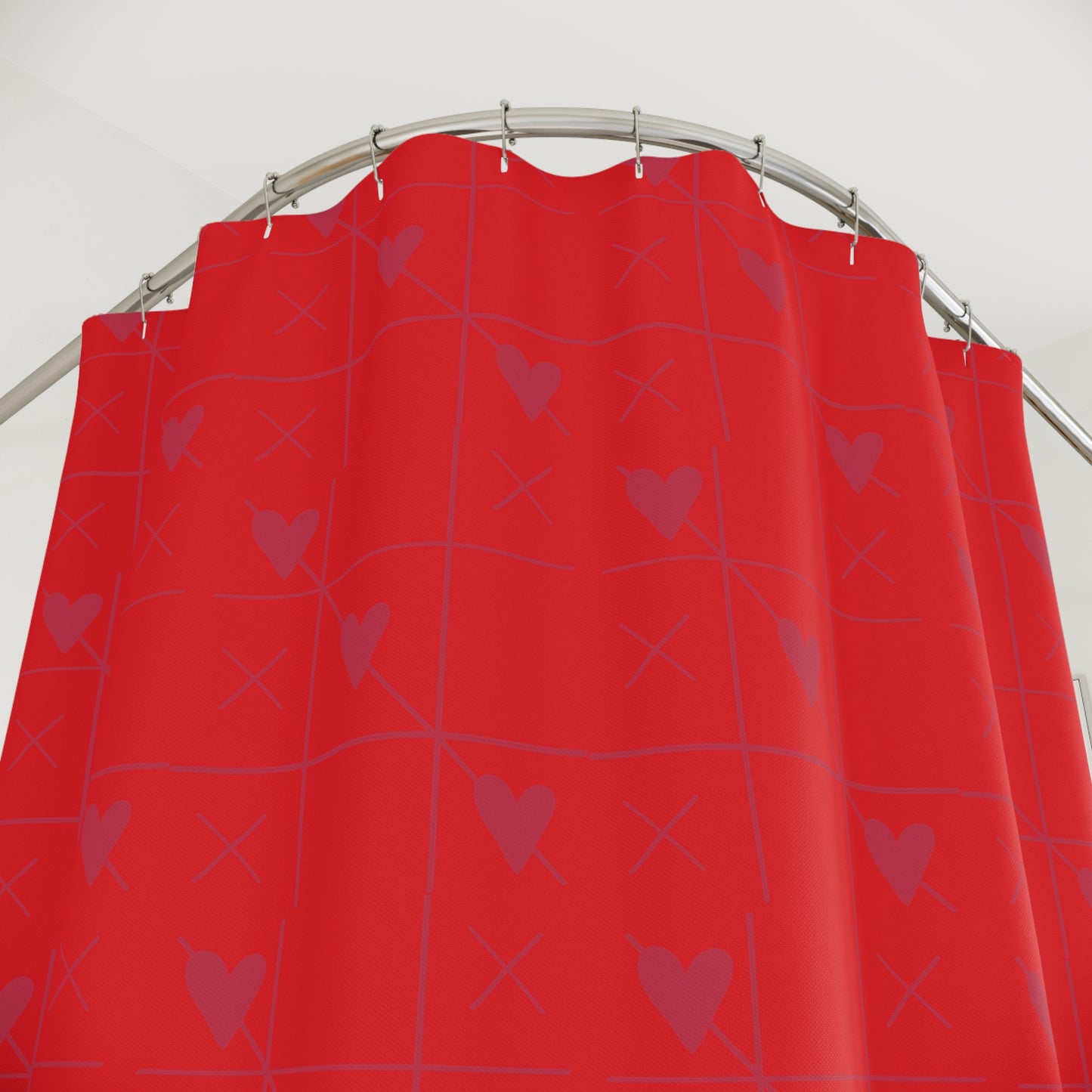 Romantic Hearts Shower Curtain, Bathroom Decor, Valentine's Day Gift, Love Theme, Modern Home Accent