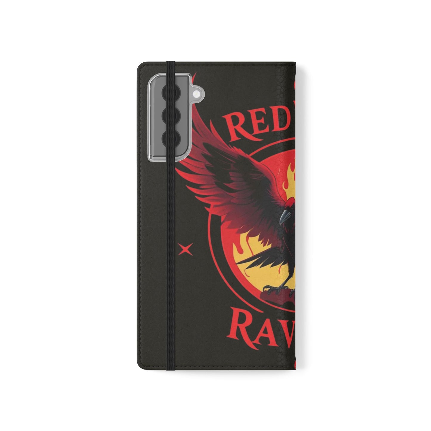 Raven Design Flip Case for Smartphones, Stylish Phone Cover, Gothic Art Protection, Gift for Bird Lovers, Red Veil Ravens Merchandise