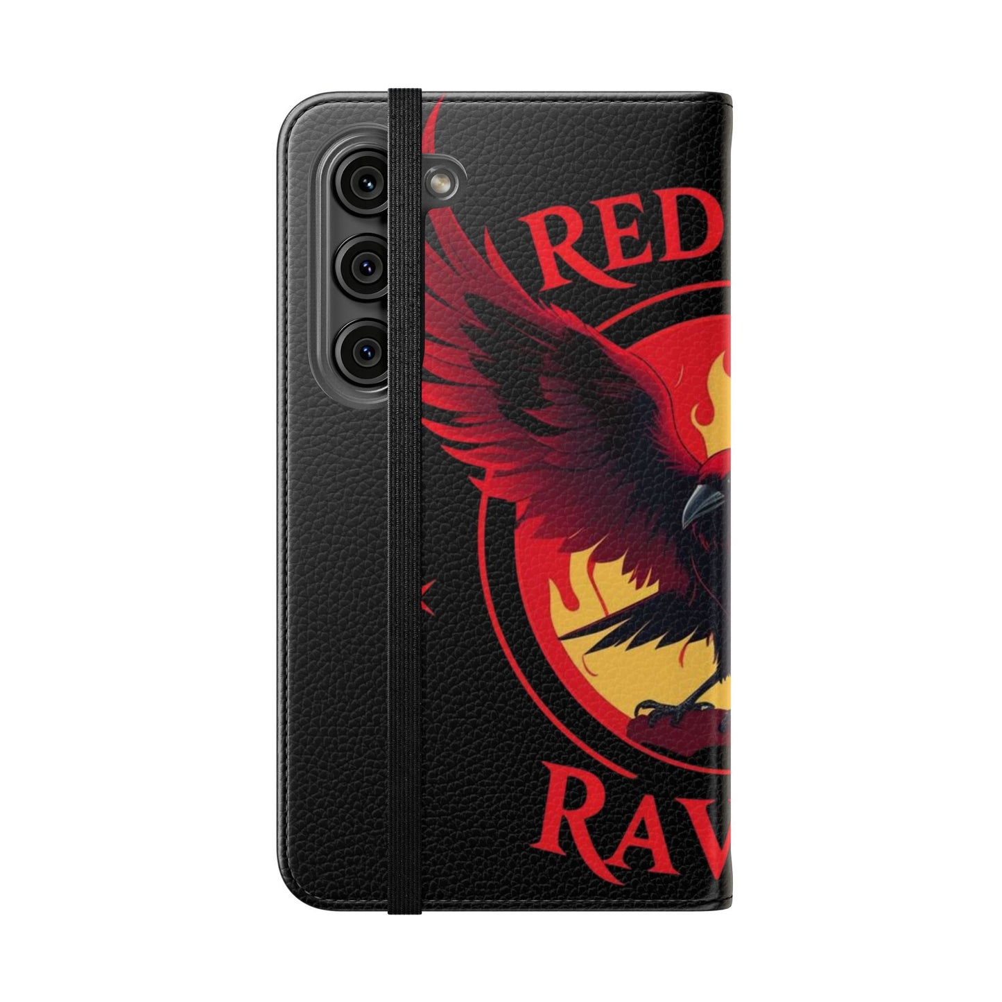 Raven Design Flip Case for Smartphones, Stylish Phone Cover, Gothic Art Protection, Gift for Bird Lovers, Red Veil Ravens Merchandise
