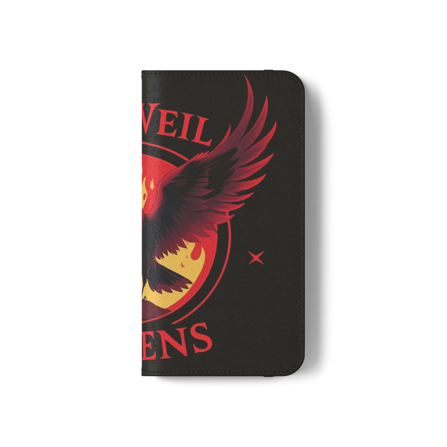 Raven Design Flip Case for Smartphones, Stylish Phone Cover, Gothic Art Protection, Gift for Bird Lovers, Red Veil Ravens Merchandise