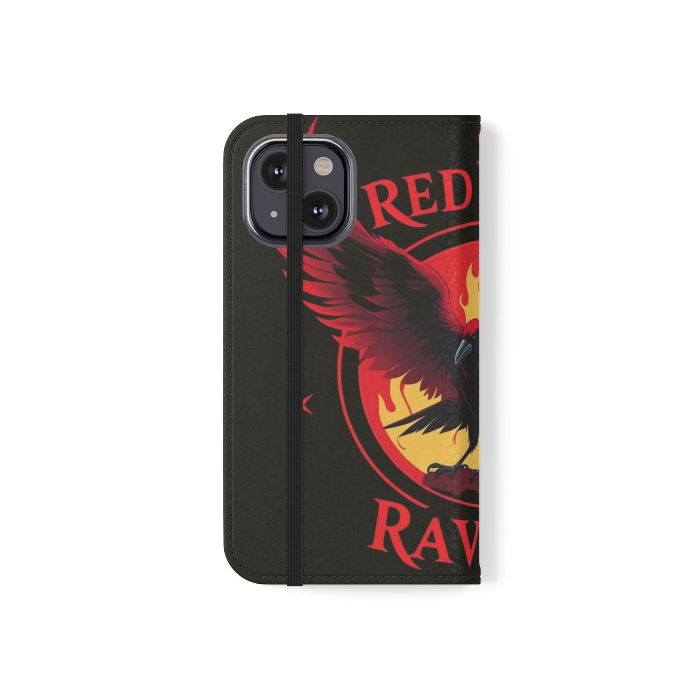 Raven Design Flip Case for Smartphones, Stylish Phone Cover, Gothic Art Protection, Gift for Bird Lovers, Red Veil Ravens Merchandise