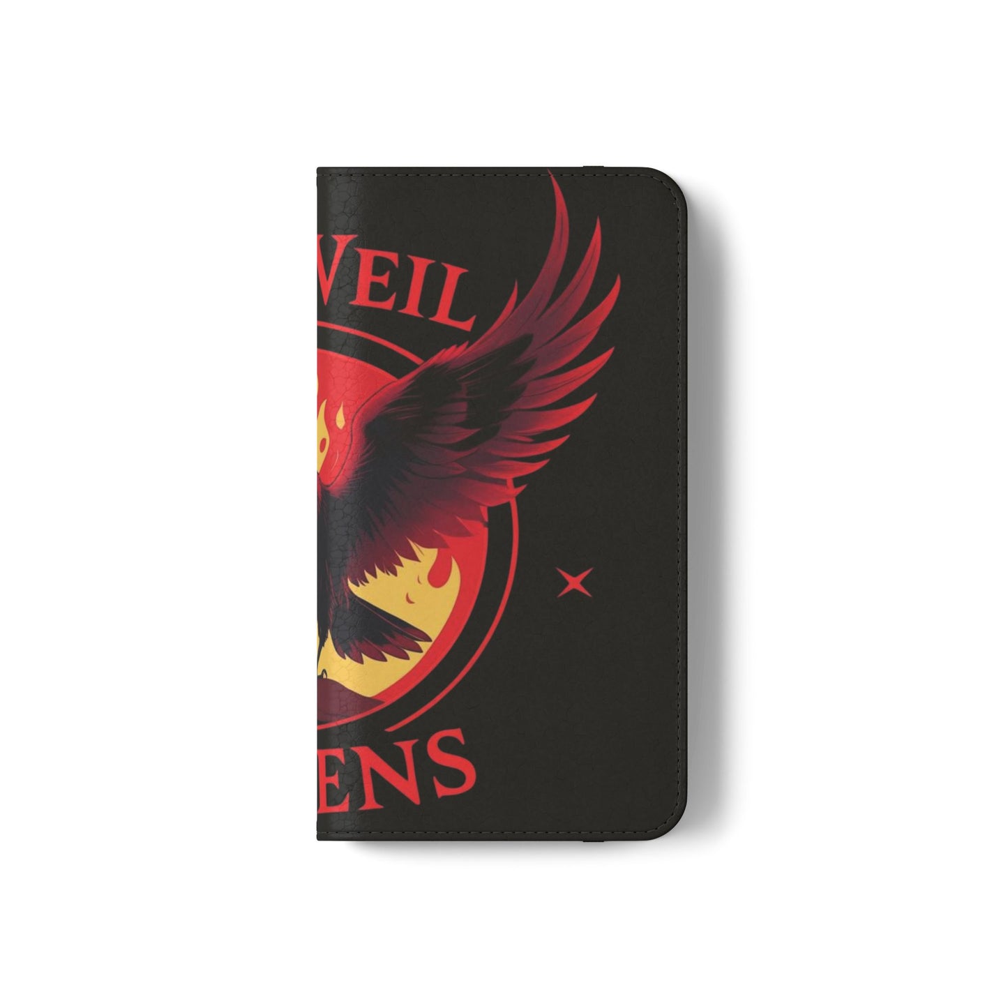 Raven Design Flip Case for Smartphones, Stylish Phone Cover, Gothic Art Protection, Gift for Bird Lovers, Red Veil Ravens Merchandise