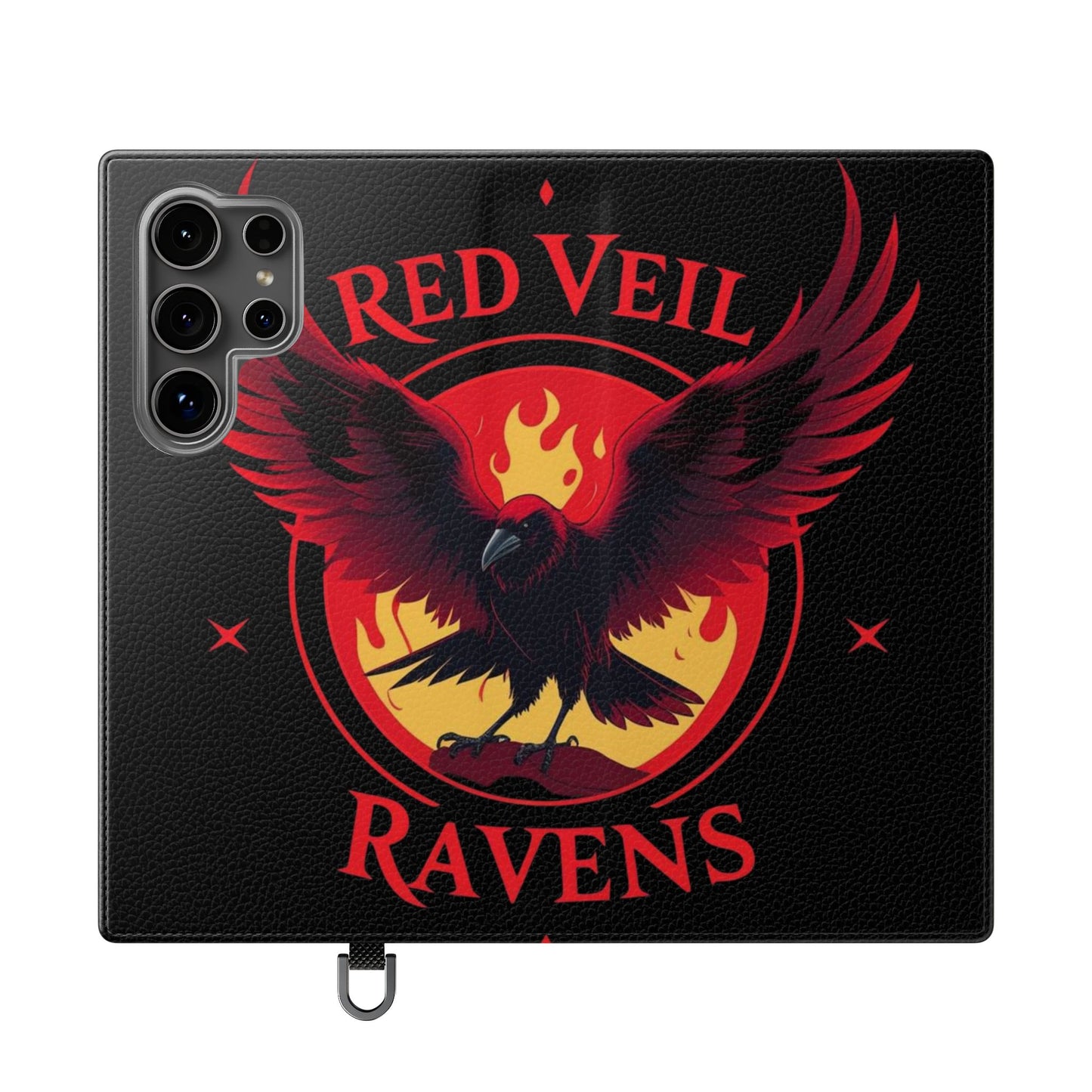 Raven Design Flip Case for Smartphones, Stylish Phone Cover, Gothic Art Protection, Gift for Bird Lovers, Red Veil Ravens Merchandise