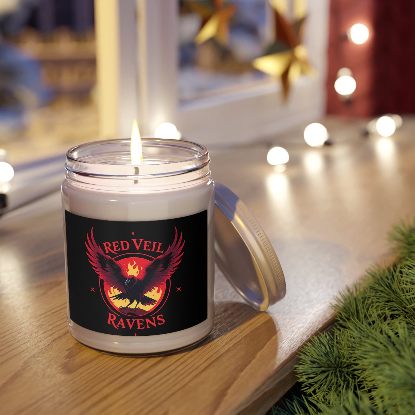 Scented Soy Candle - Red Veil Ravens, Eco-Friendly Home Fragrance, Aromatherapy Gift, Relaxation for Any Occasion, Halloween Decor