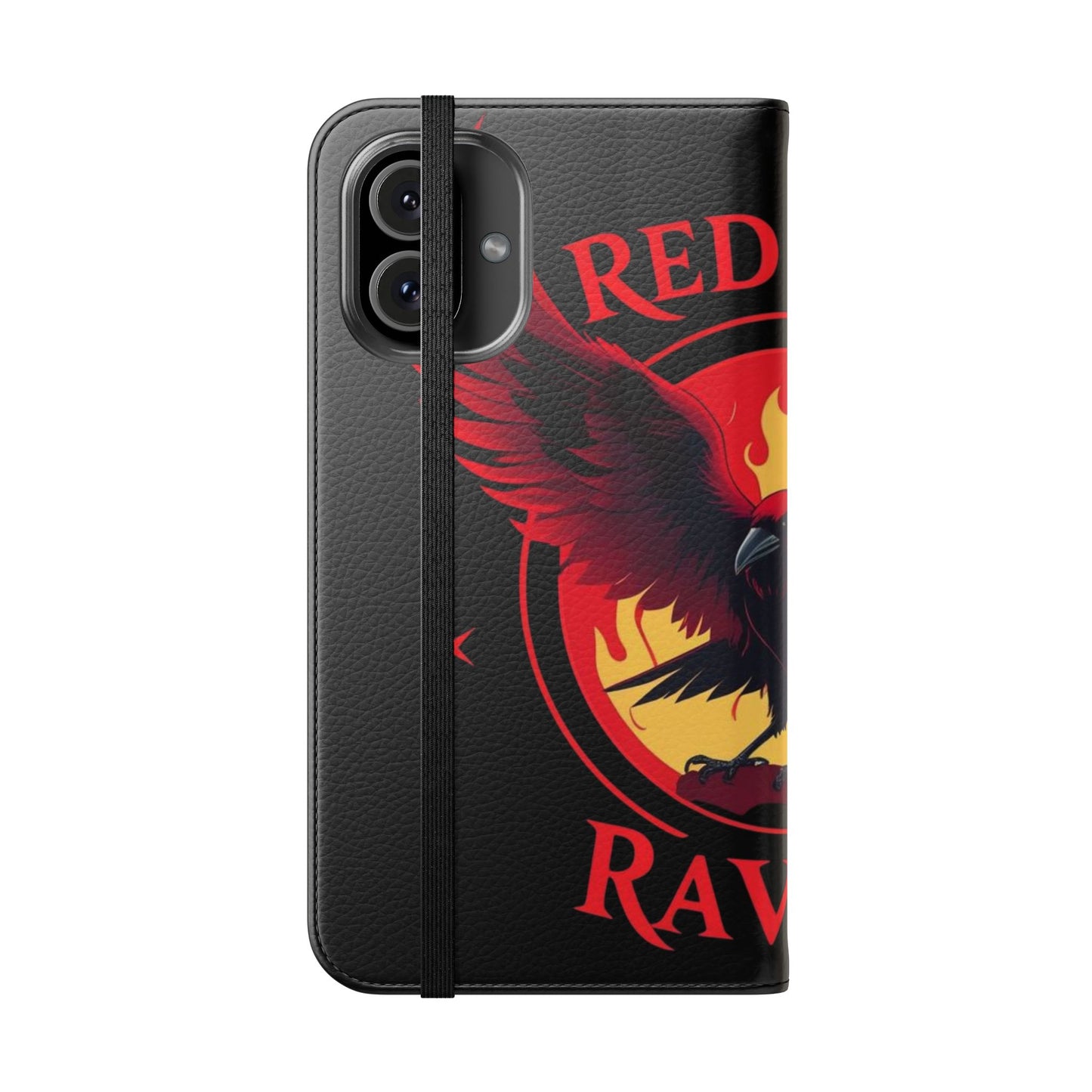 Raven Design Flip Case for Smartphones, Stylish Phone Cover, Gothic Art Protection, Gift for Bird Lovers, Red Veil Ravens Merchandise