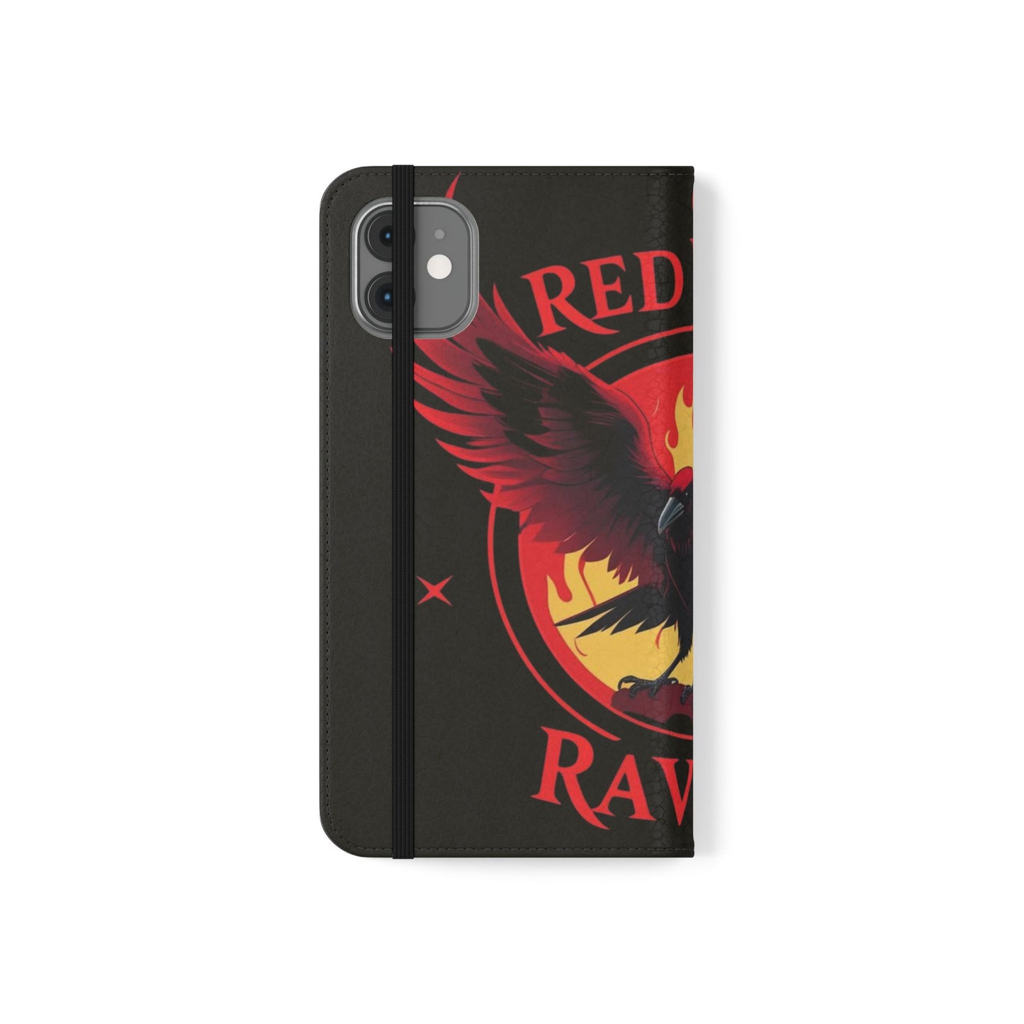 Raven Design Flip Case for Smartphones, Stylish Phone Cover, Gothic Art Protection, Gift for Bird Lovers, Red Veil Ravens Merchandise
