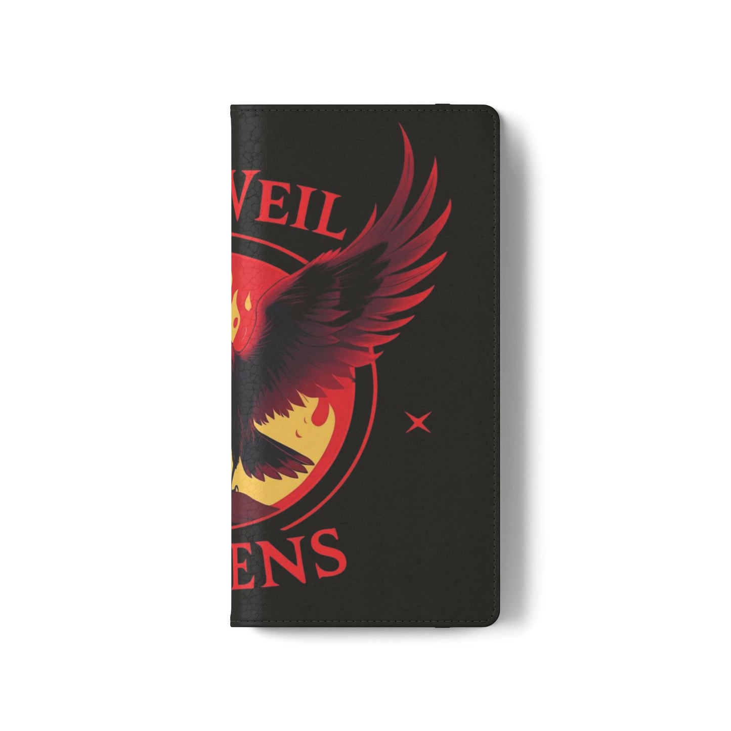 Raven Design Flip Case for Smartphones, Stylish Phone Cover, Gothic Art Protection, Gift for Bird Lovers, Red Veil Ravens Merchandise