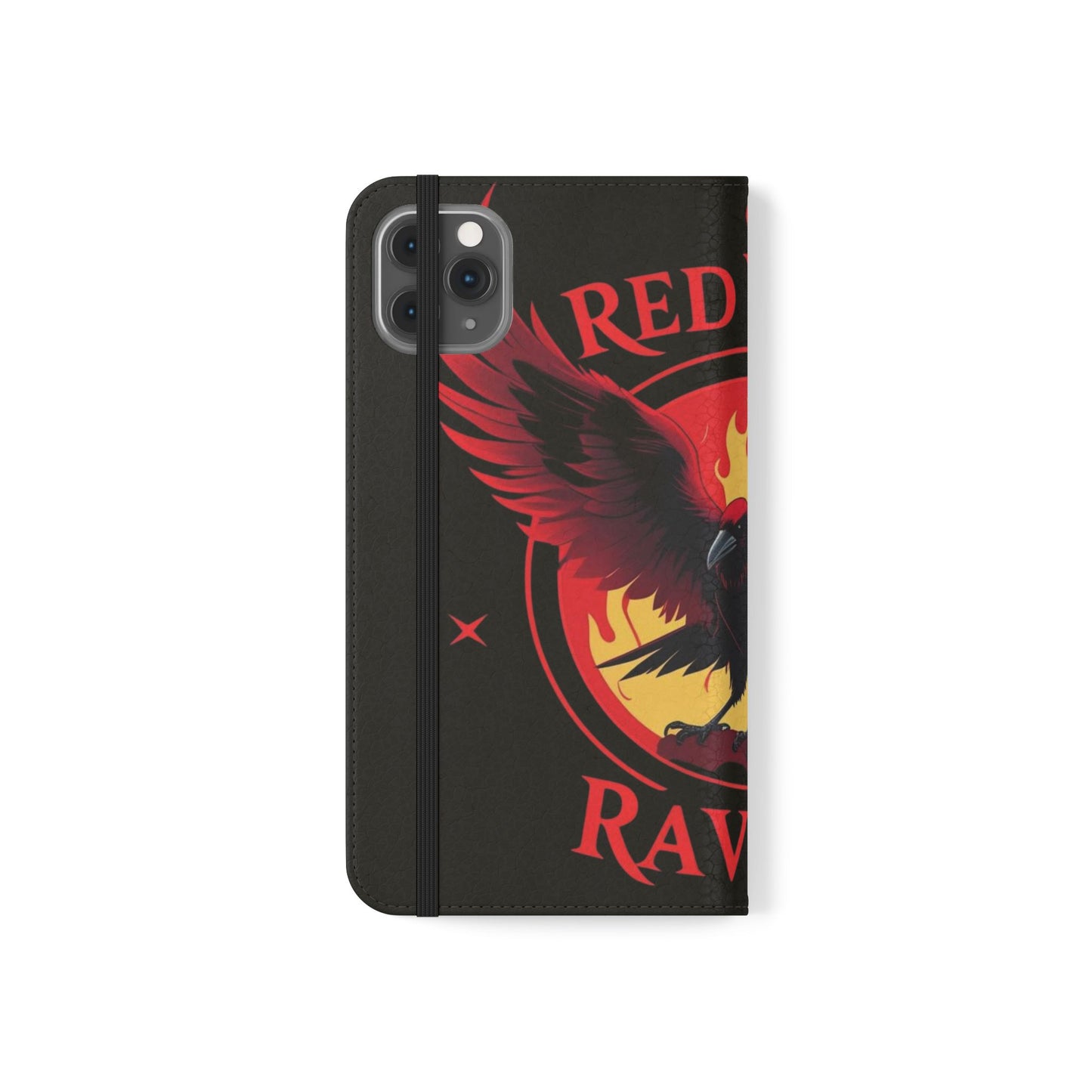 Raven Design Flip Case for Smartphones, Stylish Phone Cover, Gothic Art Protection, Gift for Bird Lovers, Red Veil Ravens Merchandise