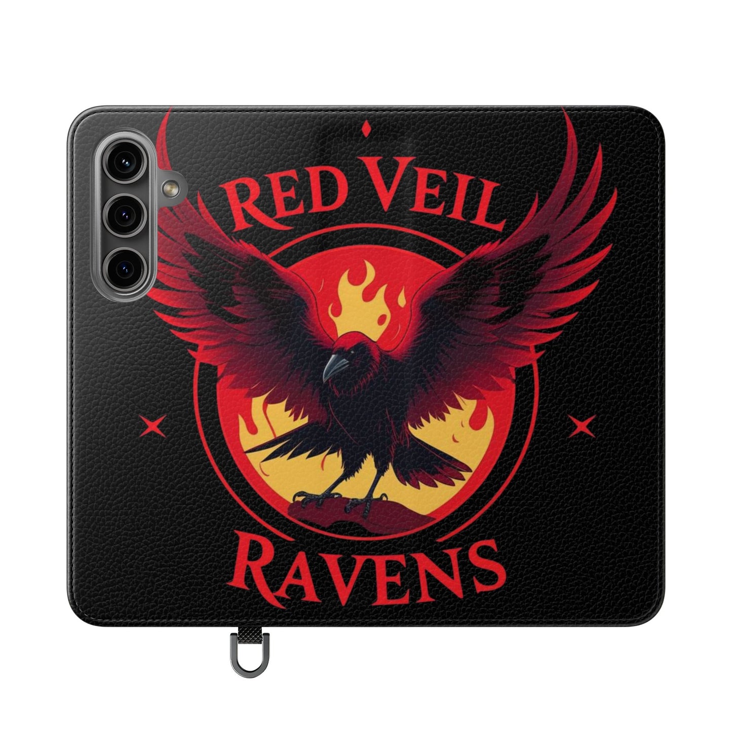 Raven Design Flip Case for Smartphones, Stylish Phone Cover, Gothic Art Protection, Gift for Bird Lovers, Red Veil Ravens Merchandise