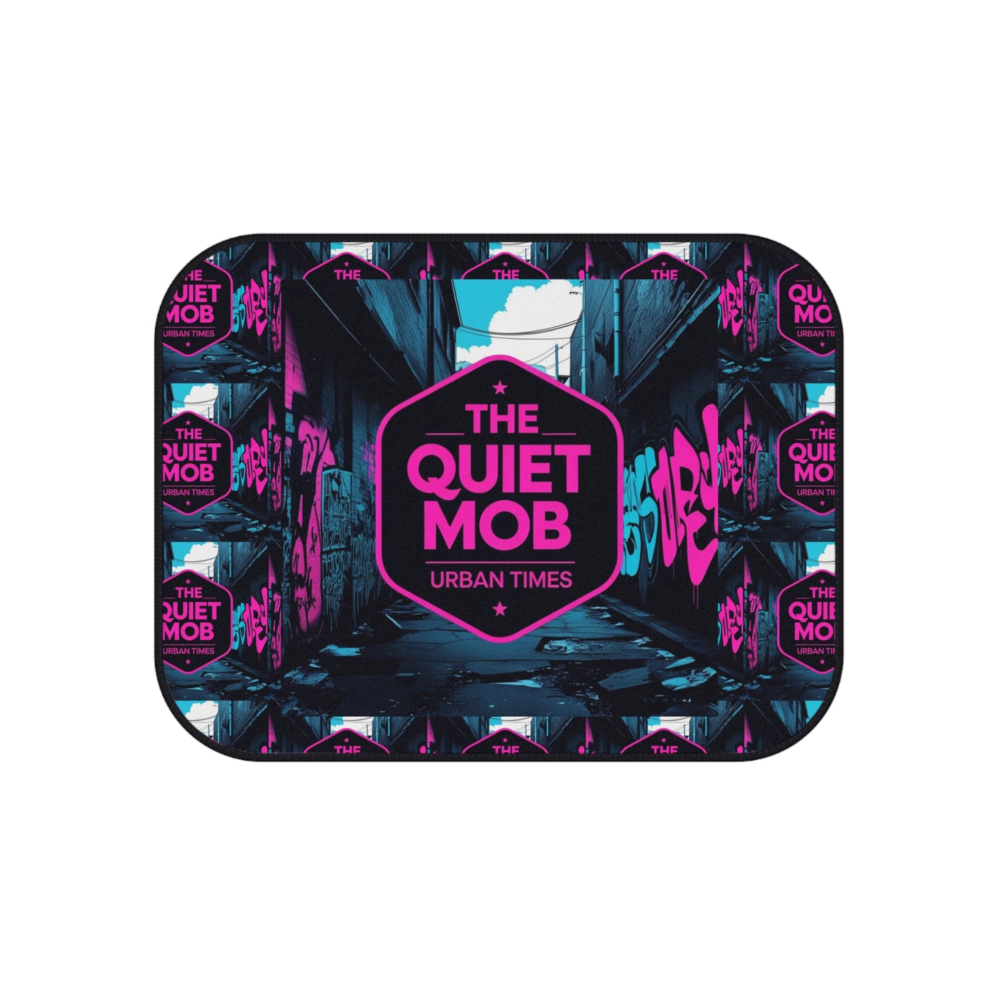 Urban Vibes Car Mats Set of 4, Trendy Auto Accessories, Unique Gift for Car Lovers, Personalized Car Decoration, The Quiet Mob Design
