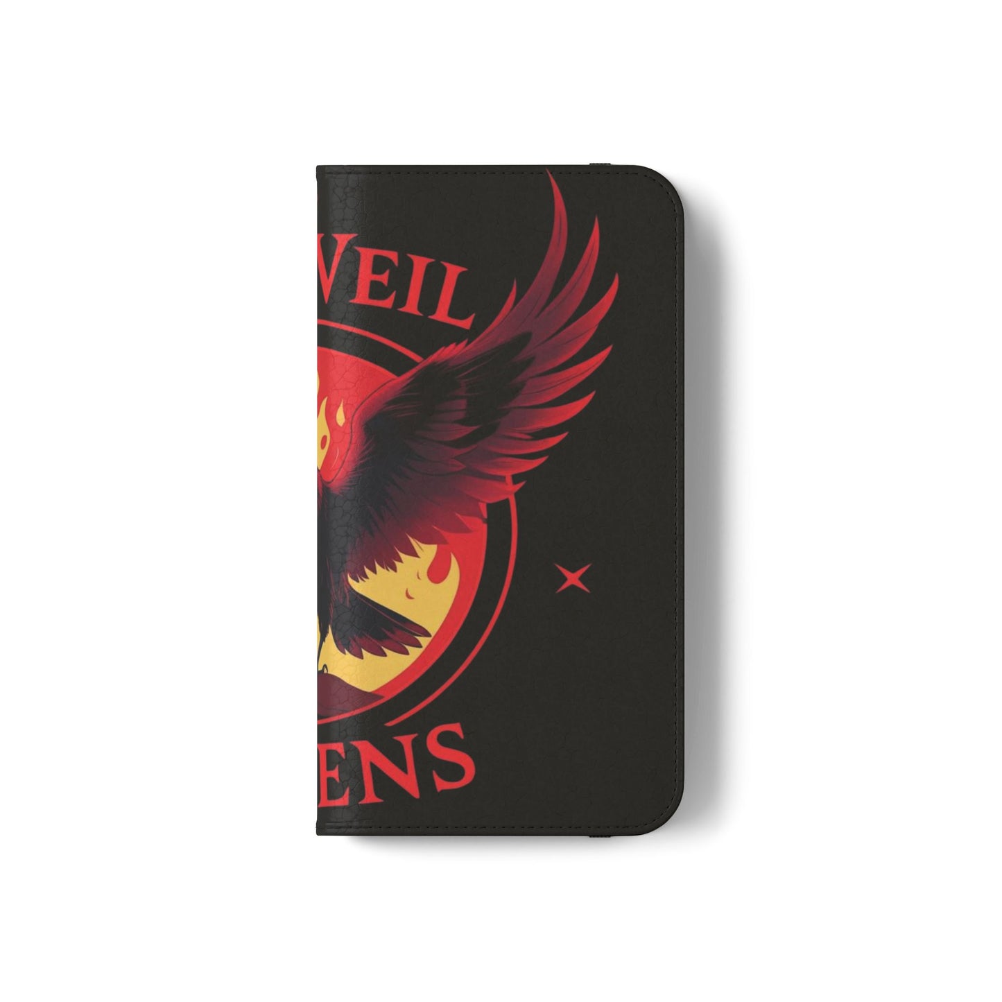 Raven Design Flip Case for Smartphones, Stylish Phone Cover, Gothic Art Protection, Gift for Bird Lovers, Red Veil Ravens Merchandise