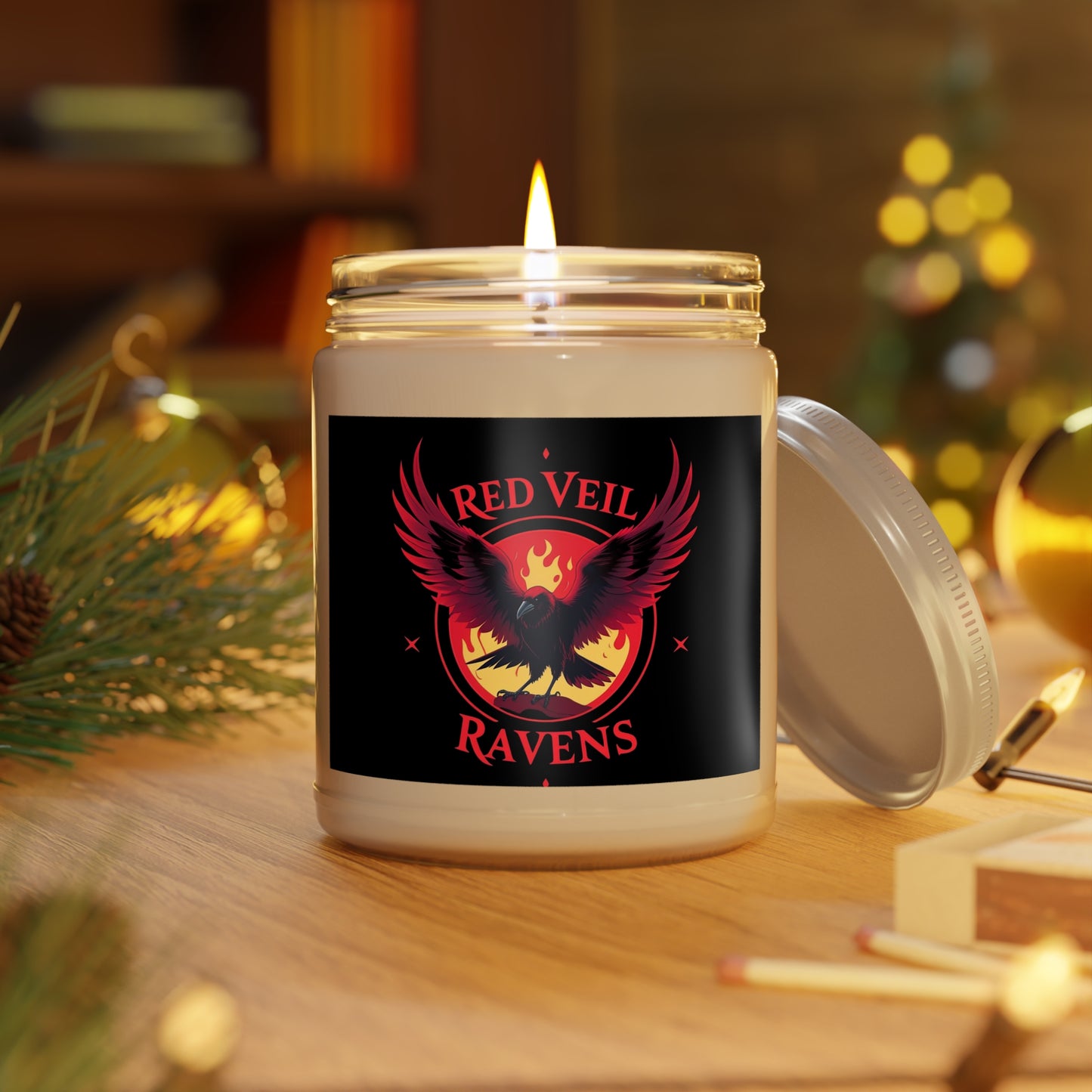Scented Soy Candle - Red Veil Ravens, Eco-Friendly Home Fragrance, Aromatherapy Gift, Relaxation for Any Occasion, Halloween Decor