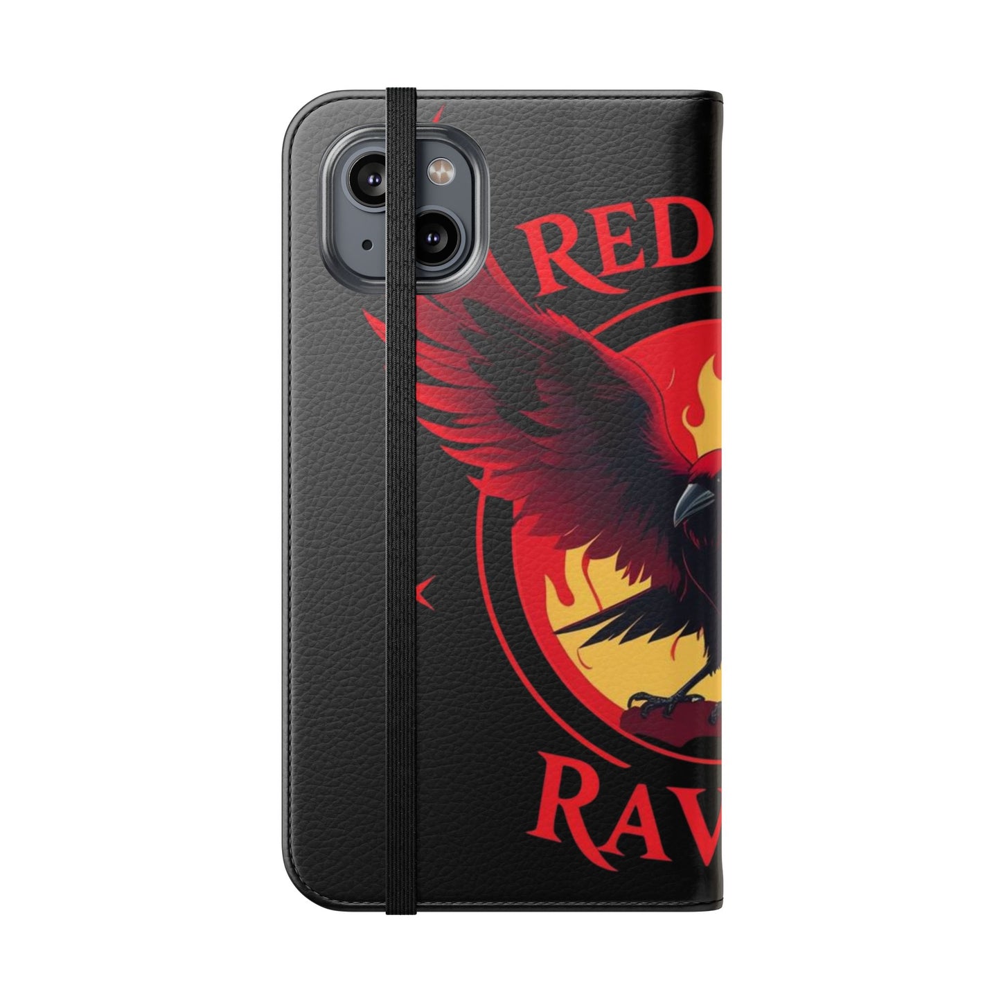 Raven Design Flip Case for Smartphones, Stylish Phone Cover, Gothic Art Protection, Gift for Bird Lovers, Red Veil Ravens Merchandise
