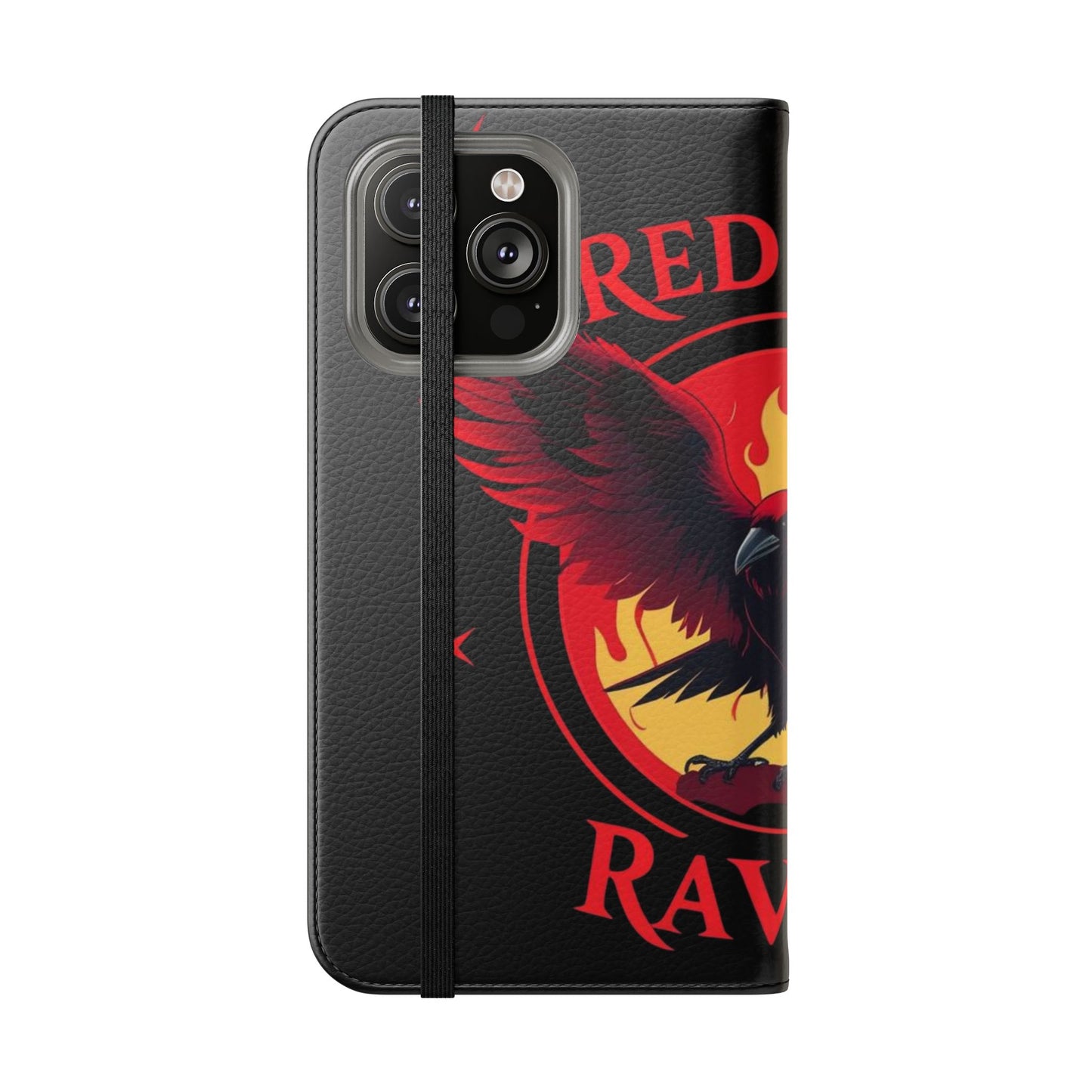 Raven Design Flip Case for Smartphones, Stylish Phone Cover, Gothic Art Protection, Gift for Bird Lovers, Red Veil Ravens Merchandise