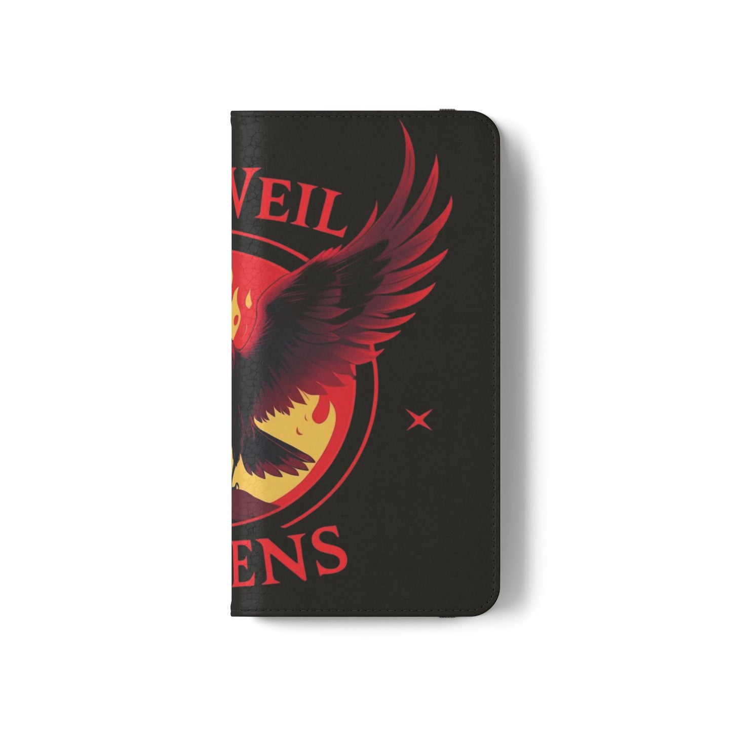 Raven Design Flip Case for Smartphones, Stylish Phone Cover, Gothic Art Protection, Gift for Bird Lovers, Red Veil Ravens Merchandise