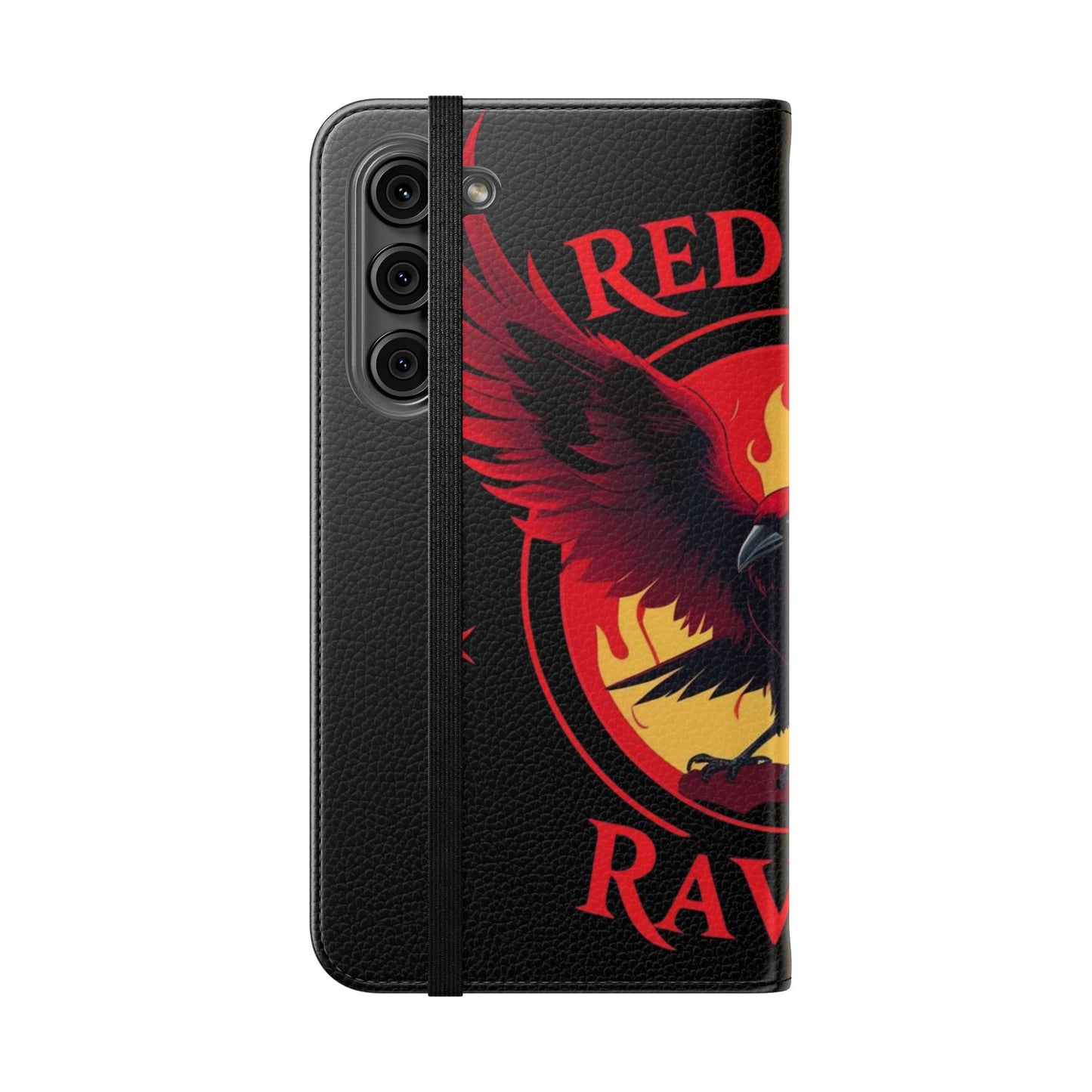 Raven Design Flip Case for Smartphones, Stylish Phone Cover, Gothic Art Protection, Gift for Bird Lovers, Red Veil Ravens Merchandise