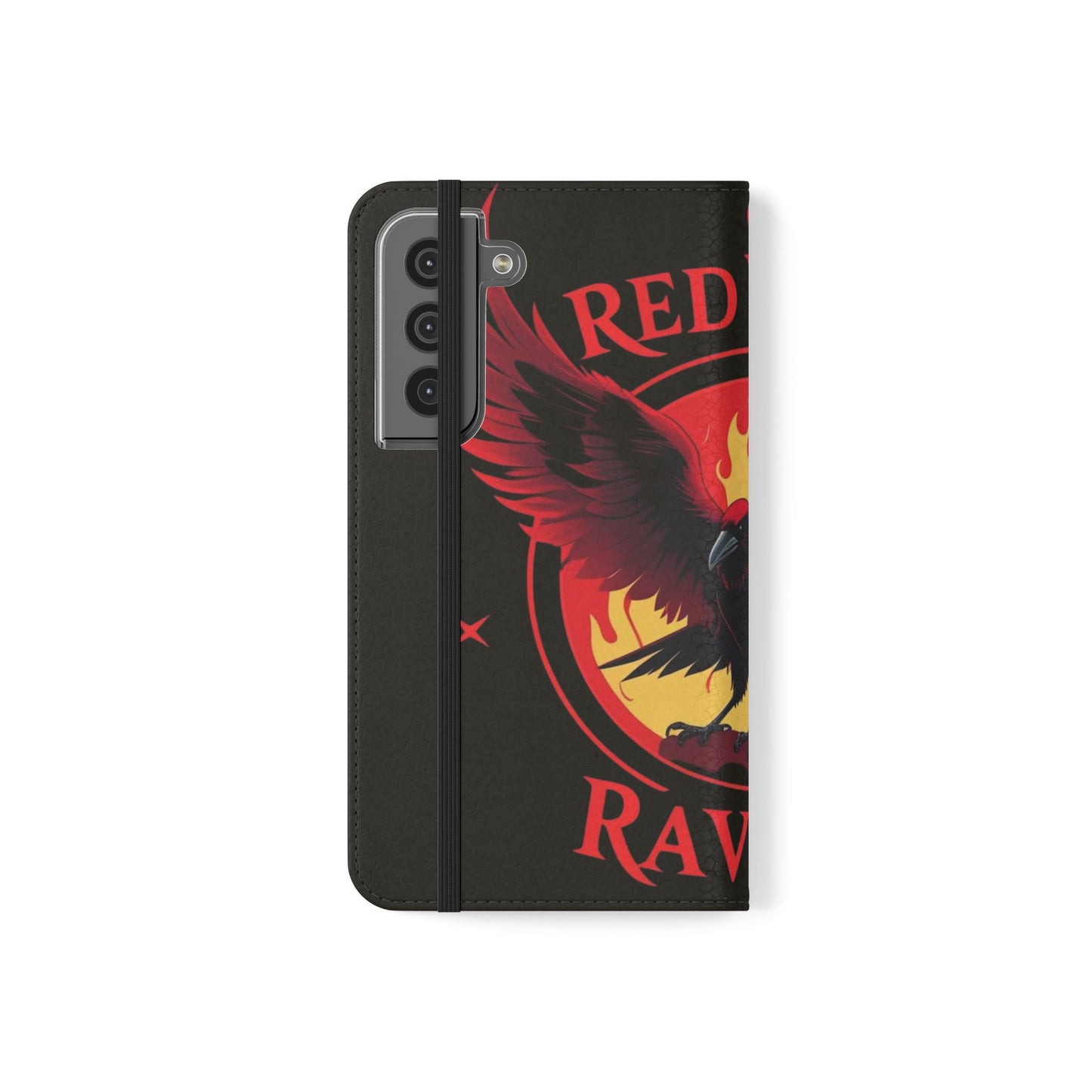 Raven Design Flip Case for Smartphones, Stylish Phone Cover, Gothic Art Protection, Gift for Bird Lovers, Red Veil Ravens Merchandise