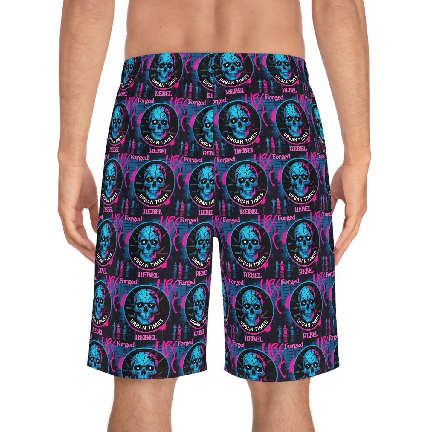 Men's Skull Print Board Shorts - Stylish Swimwear for Beach, Pool Parties, Summer Fun, and Vacations, AOP Design