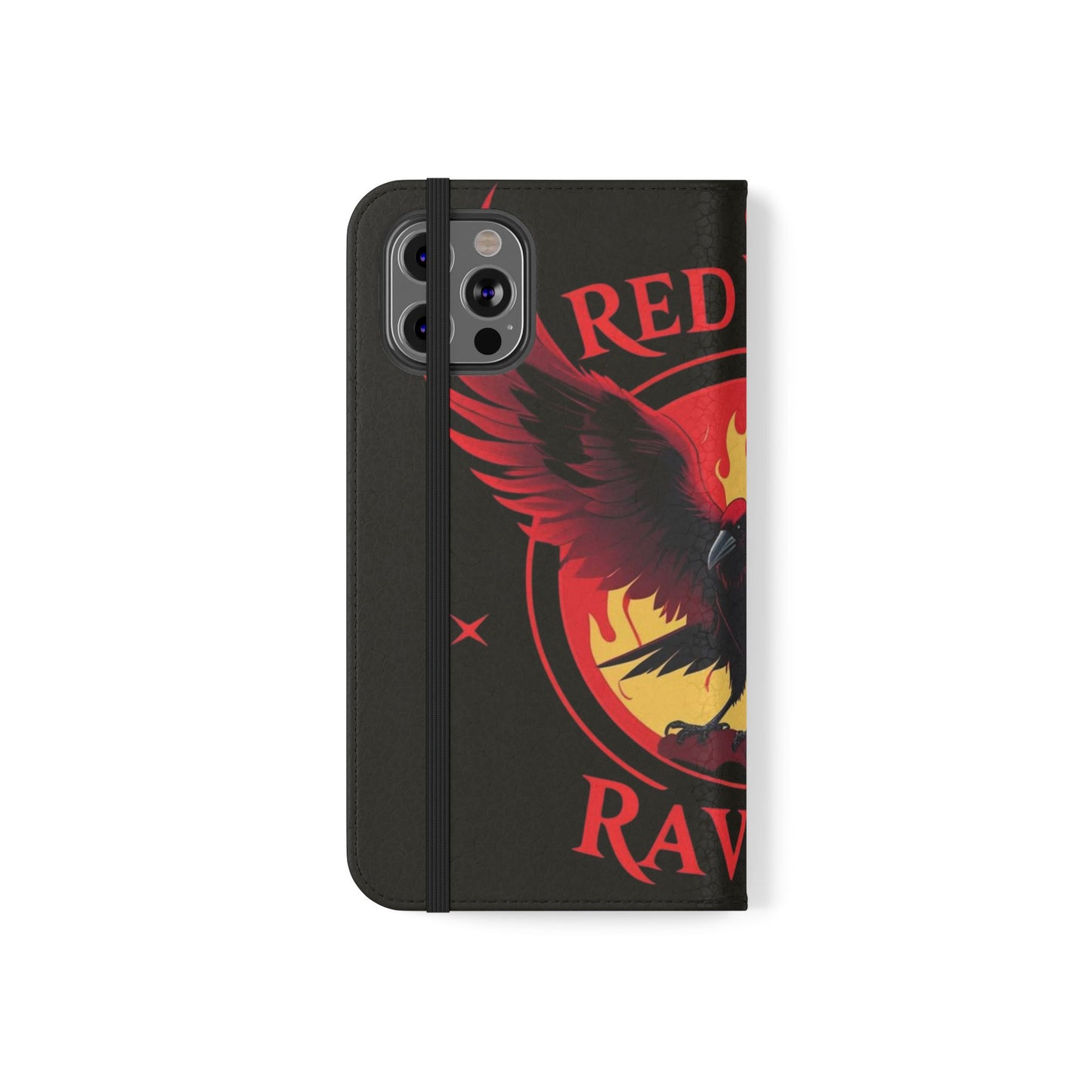 Raven Design Flip Case for Smartphones, Stylish Phone Cover, Gothic Art Protection, Gift for Bird Lovers, Red Veil Ravens Merchandise