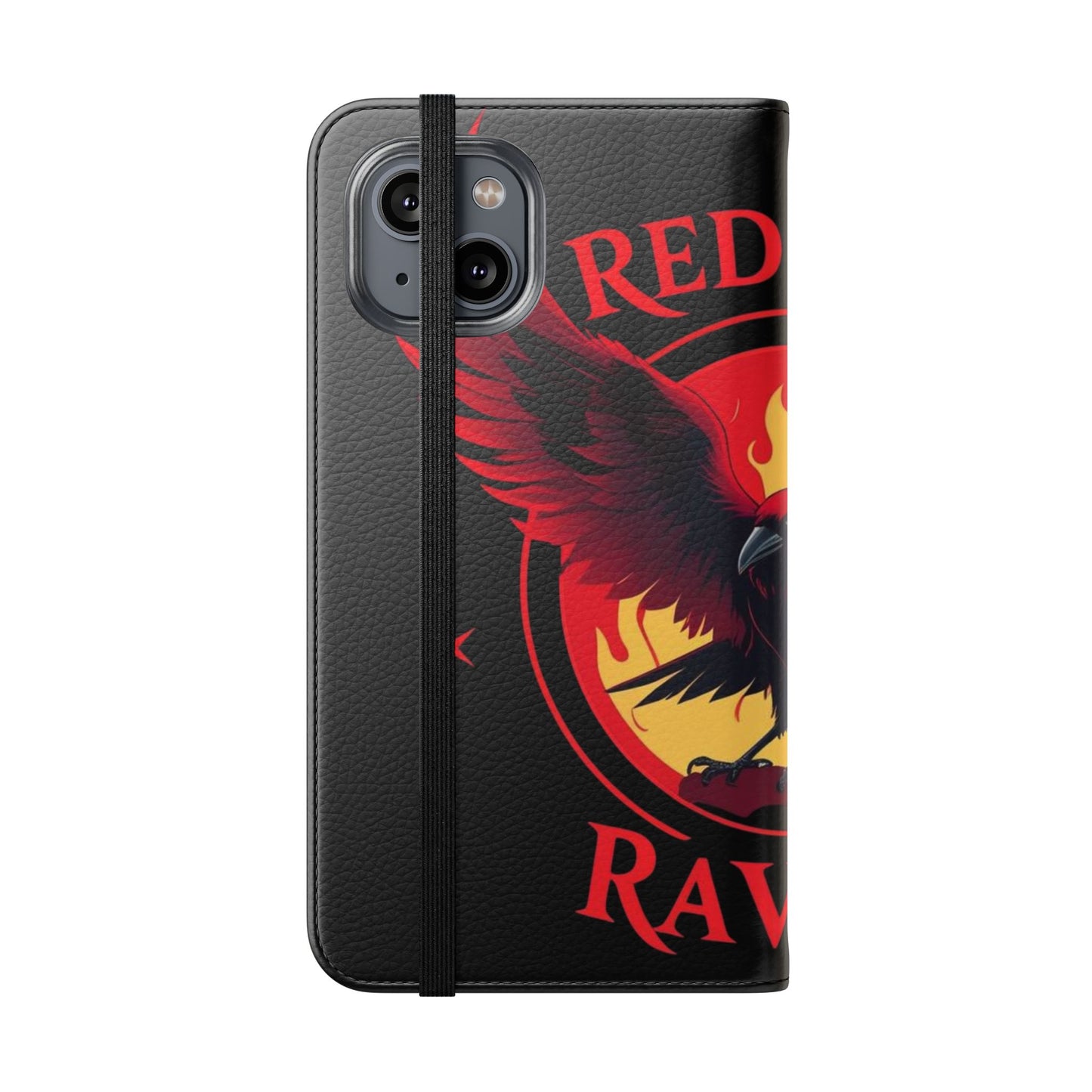 Raven Design Flip Case for Smartphones, Stylish Phone Cover, Gothic Art Protection, Gift for Bird Lovers, Red Veil Ravens Merchandise