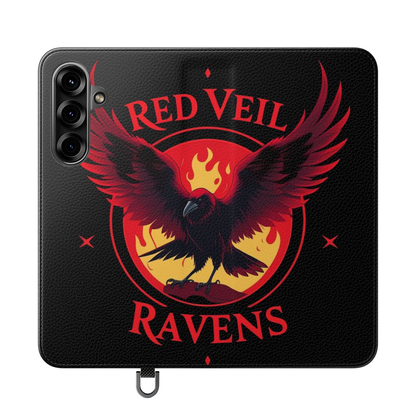Raven Design Flip Case for Smartphones, Stylish Phone Cover, Gothic Art Protection, Gift for Bird Lovers, Red Veil Ravens Merchandise
