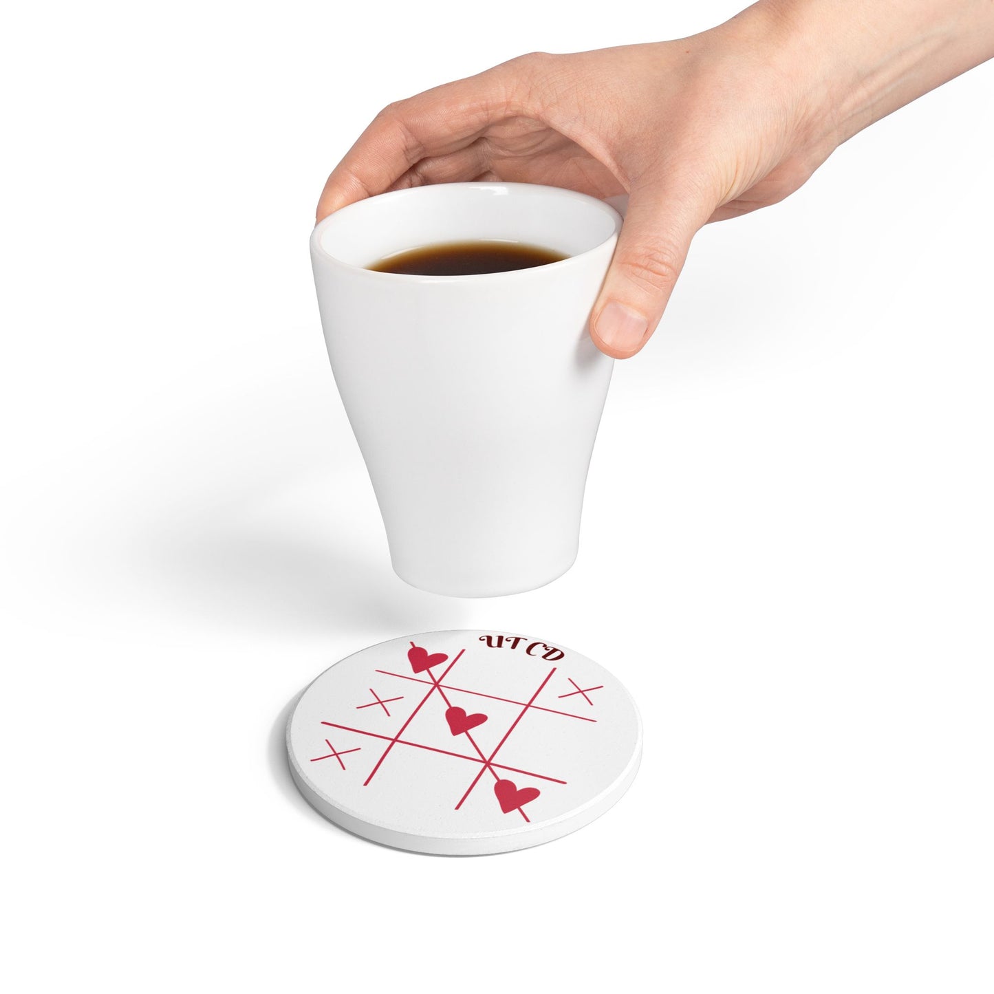 URBAN TIMES Valentine's Day Ceramic Coaster Set - Tic Tac Toe Hearts, Cute Gift for Couples, Home Decor, Love Celebration, Game Night