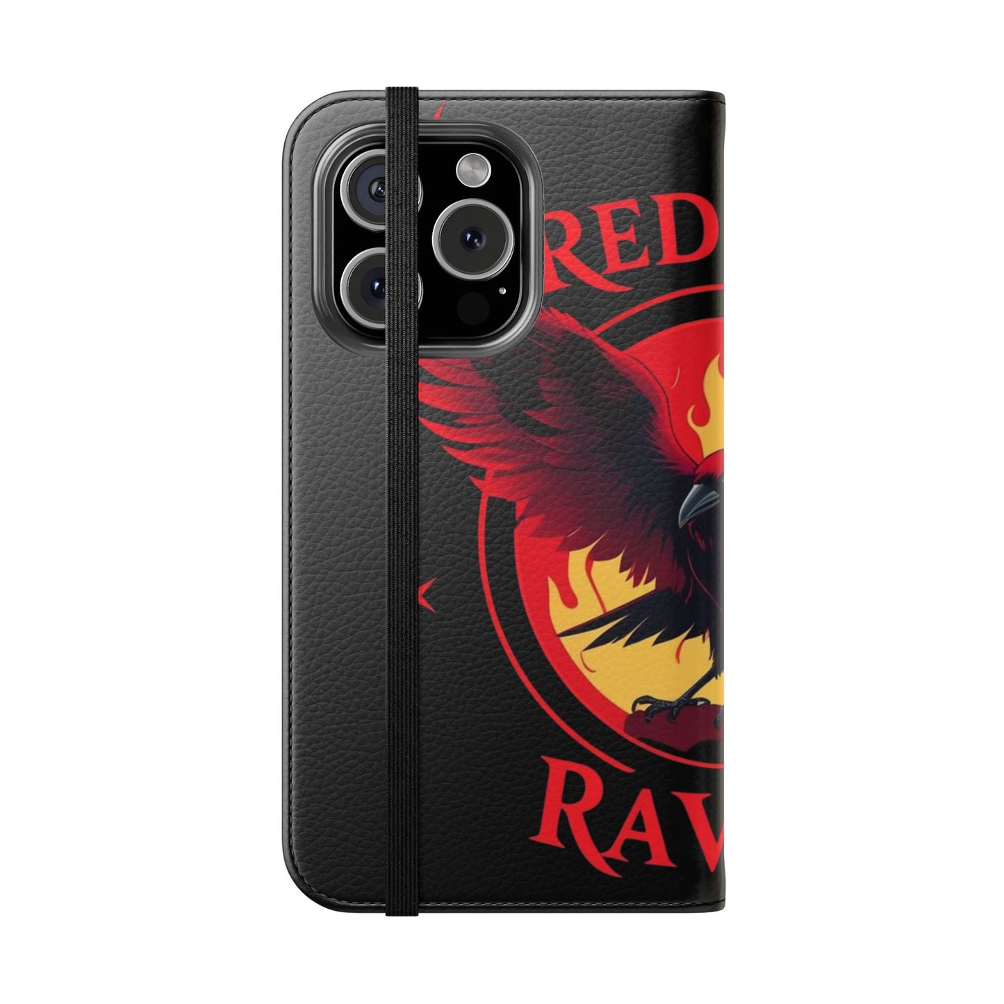 Raven Design Flip Case for Smartphones, Stylish Phone Cover, Gothic Art Protection, Gift for Bird Lovers, Red Veil Ravens Merchandise