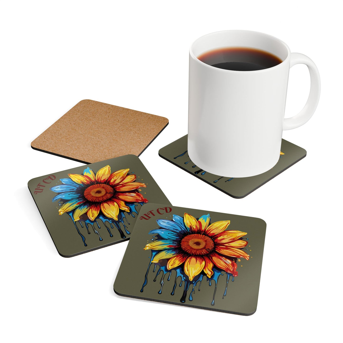 URBAN TIMES Vibrant Floral Coaster Set, Bohemian Drinkware, Home Decor, Gift for Nature Lovers, Kitchen Accessories, Eco-Friendly Coasters