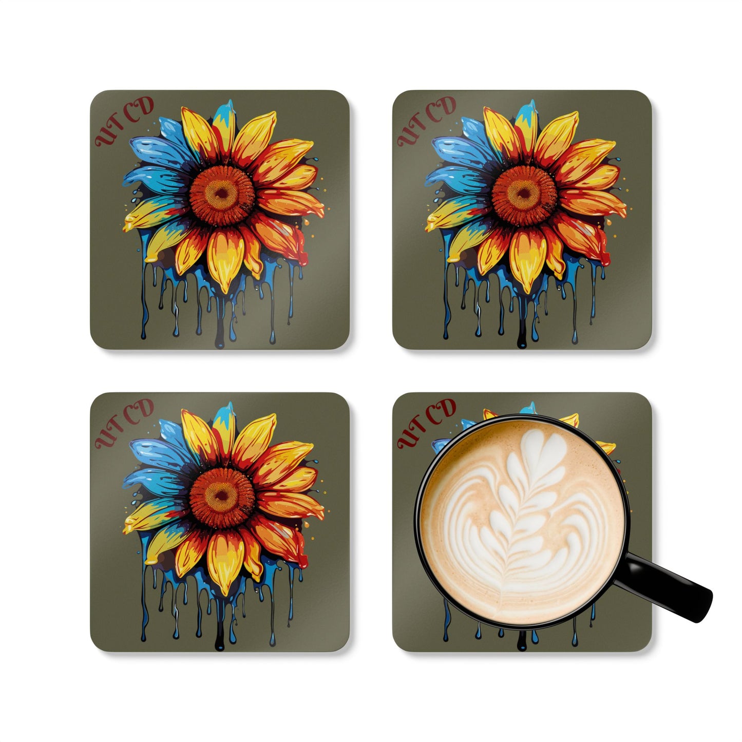 URBAN TIMES Vibrant Floral Coaster Set, Bohemian Drinkware, Home Decor, Gift for Nature Lovers, Kitchen Accessories, Eco-Friendly Coasters
