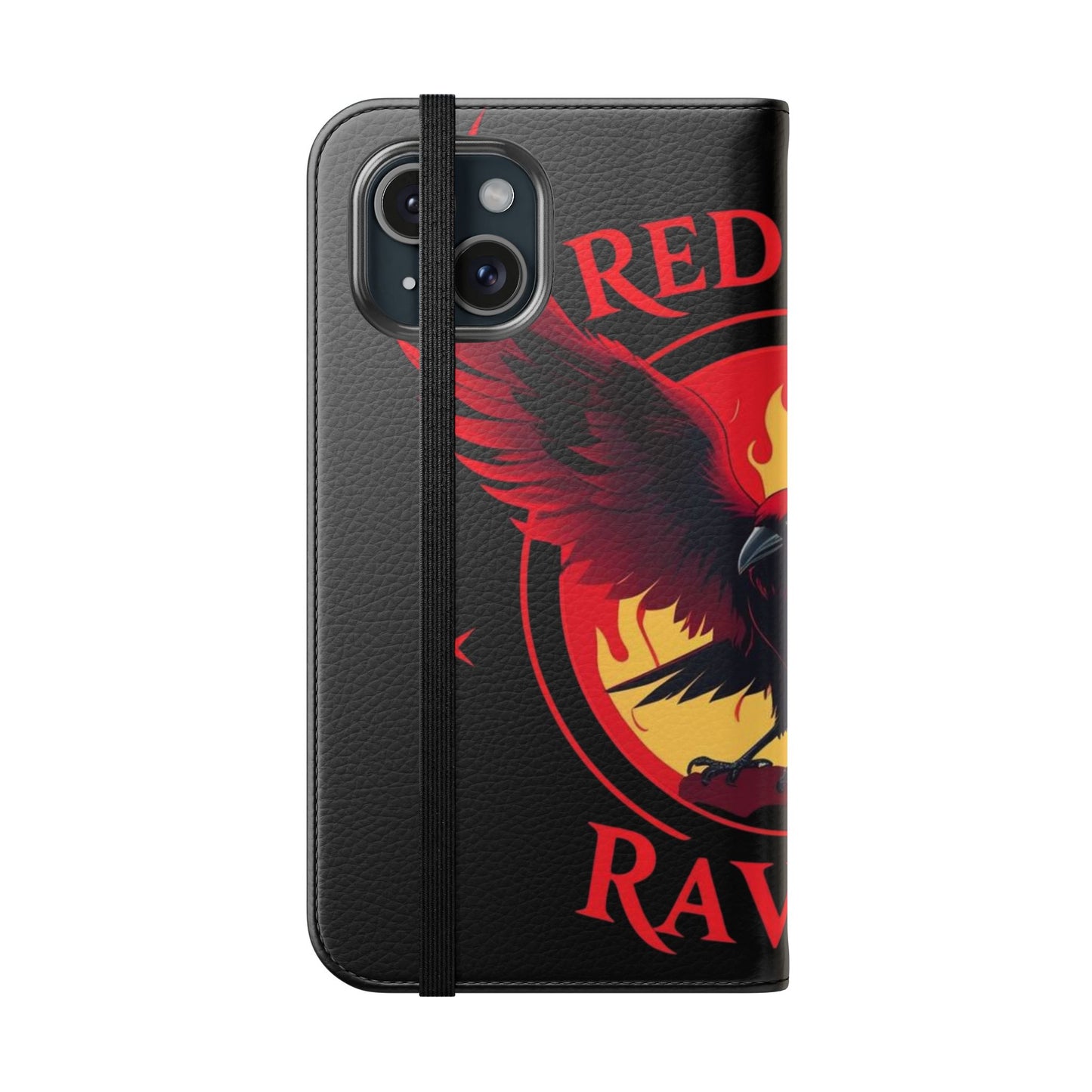 Raven Design Flip Case for Smartphones, Stylish Phone Cover, Gothic Art Protection, Gift for Bird Lovers, Red Veil Ravens Merchandise